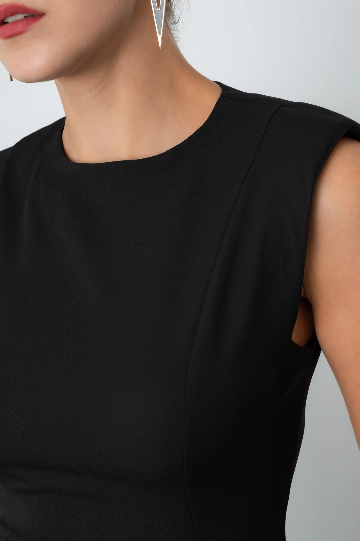 Kadın Vatkalı Midi Davet Elbisesi - Siyah