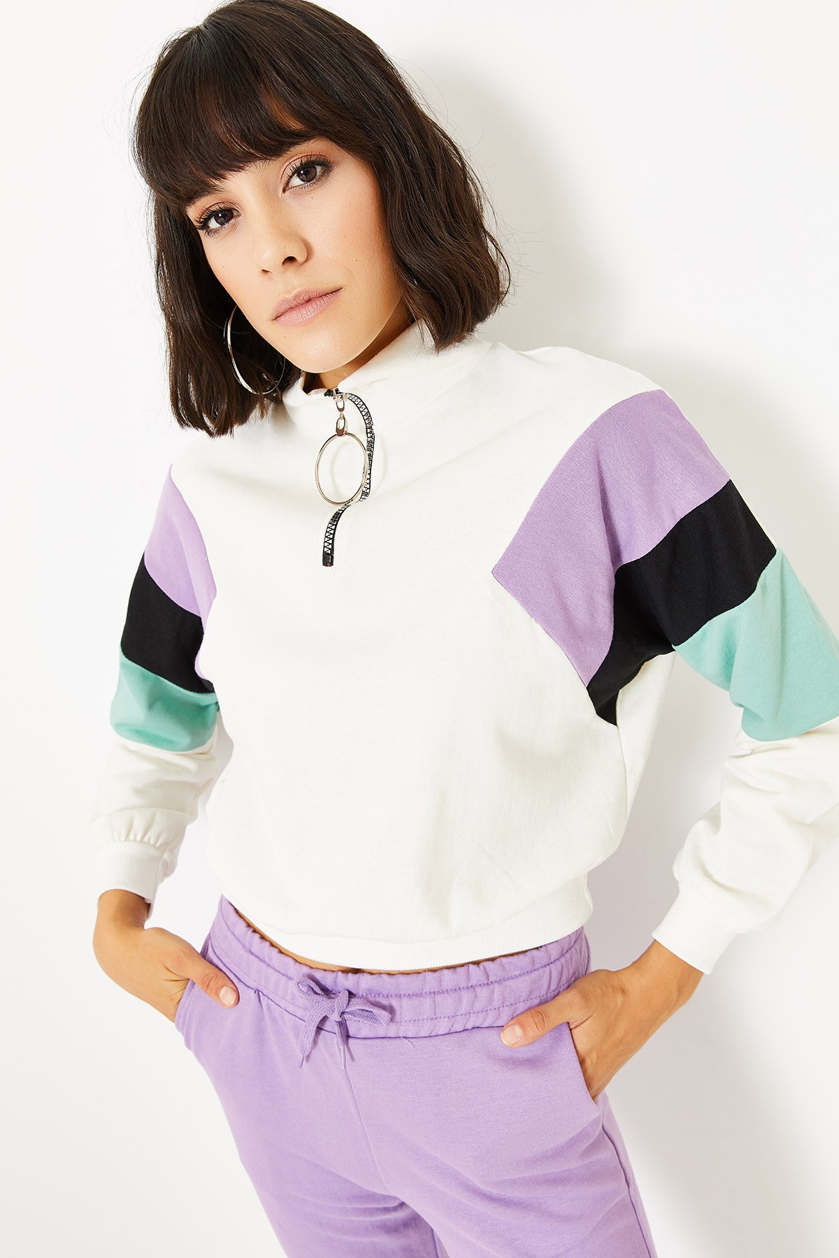 Kadın Yarım Fermuarlı Sweatshirt