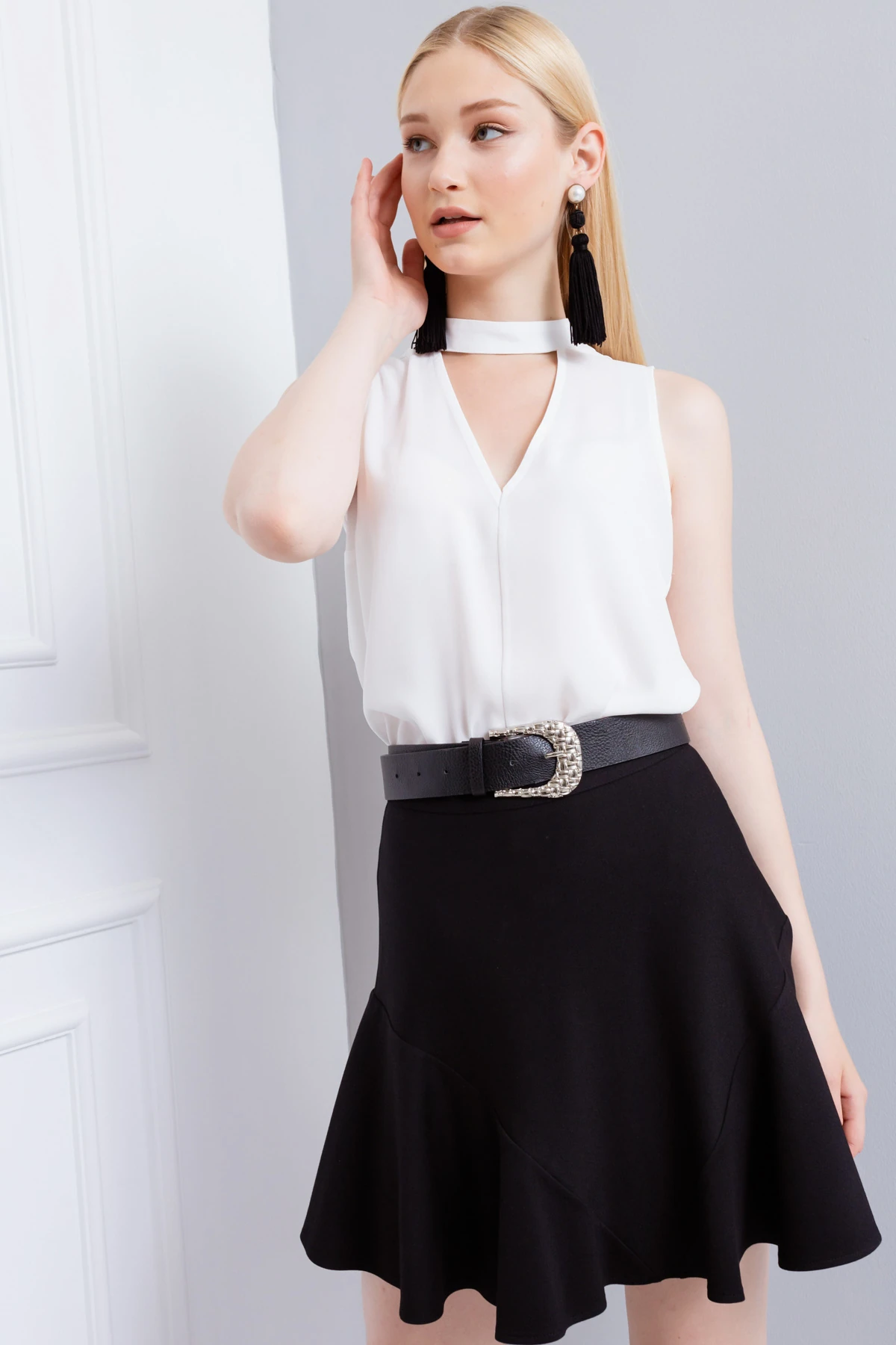 Kadın Kalın Askılı Şifon Bluz