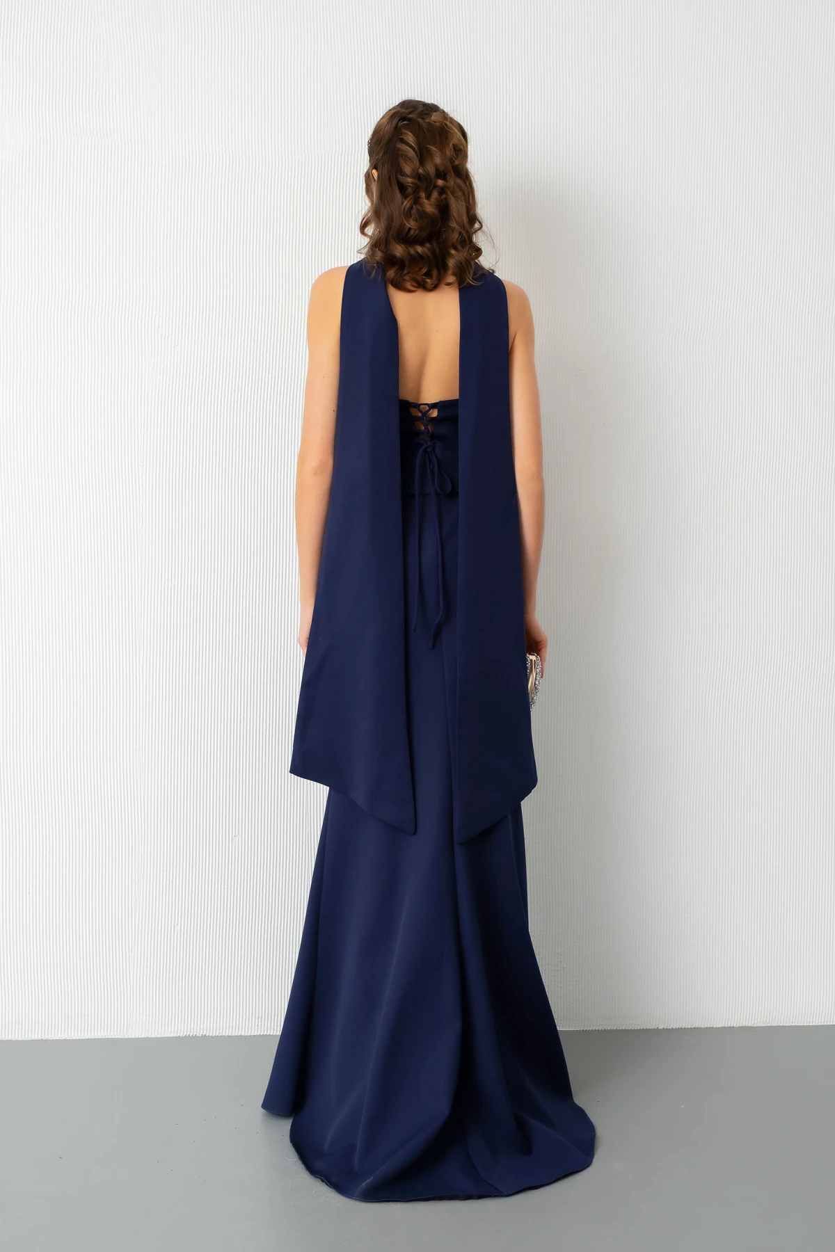 Kadın Güpür Aplikeli Balen Korse Detay Uzun Söz Nişan Abiye Elbise