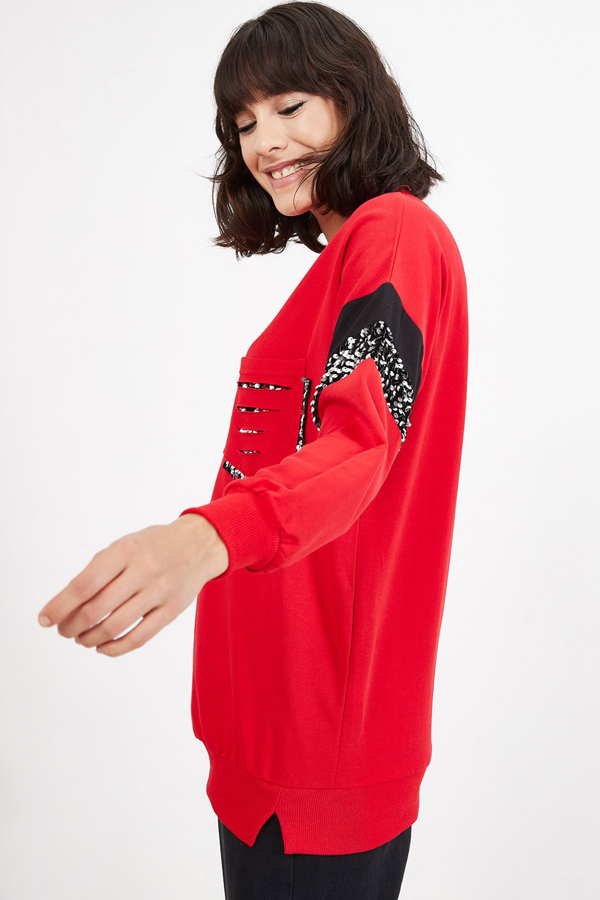 Kadın Payet Detaylı Sweatshirt
