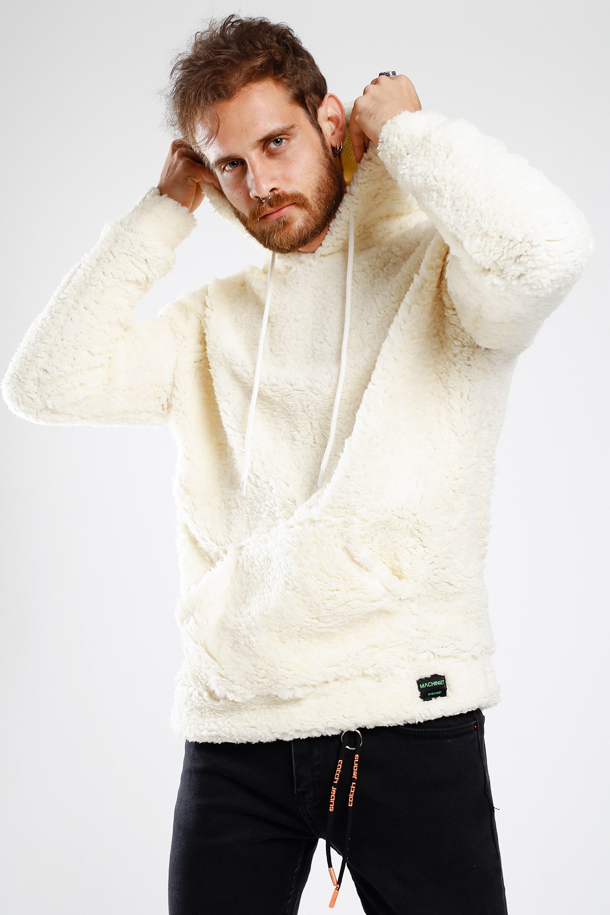 Erkek Oversize Peluş Sweatshirt