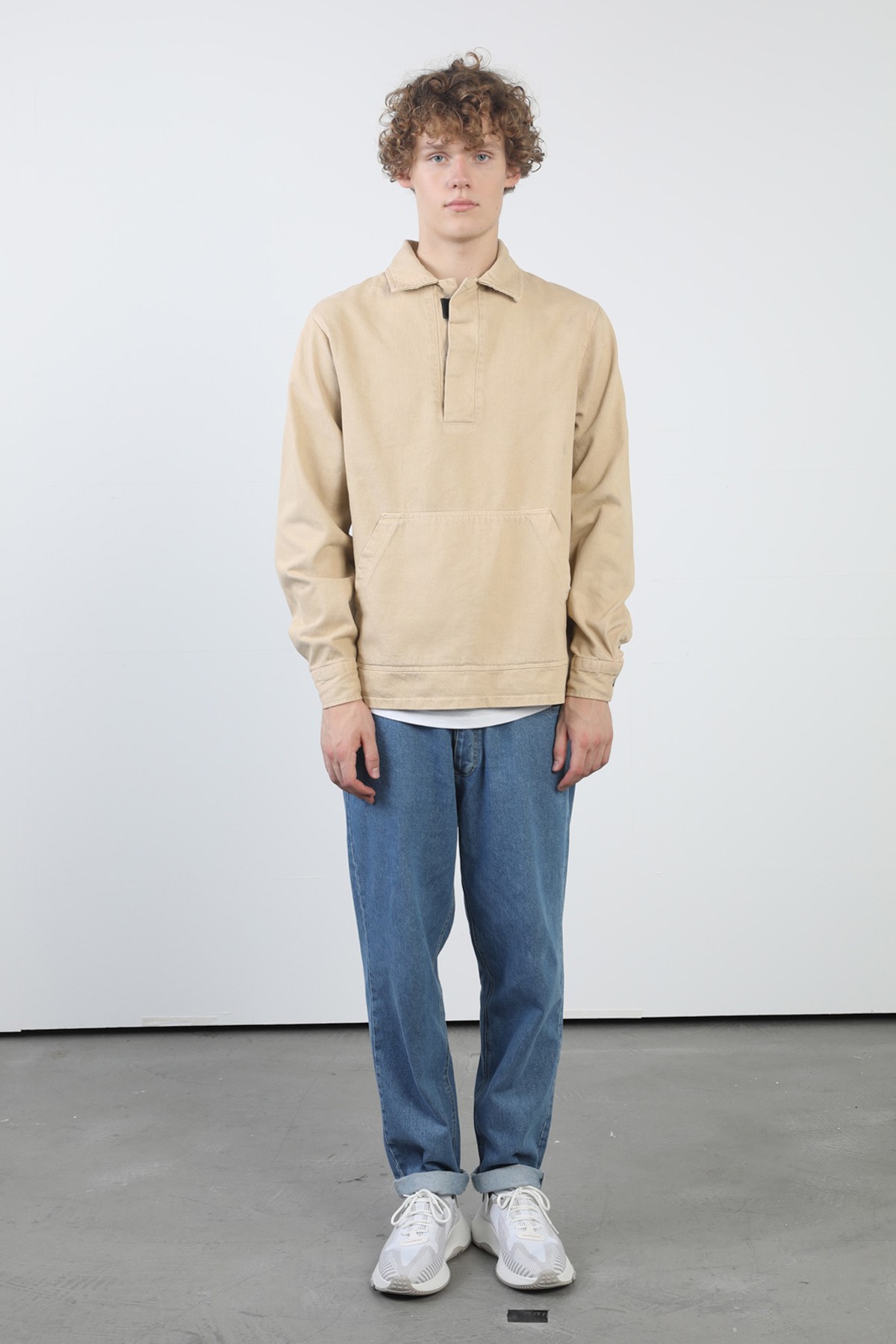 Erkek Gömlek Yaka Kot Sweatshirt