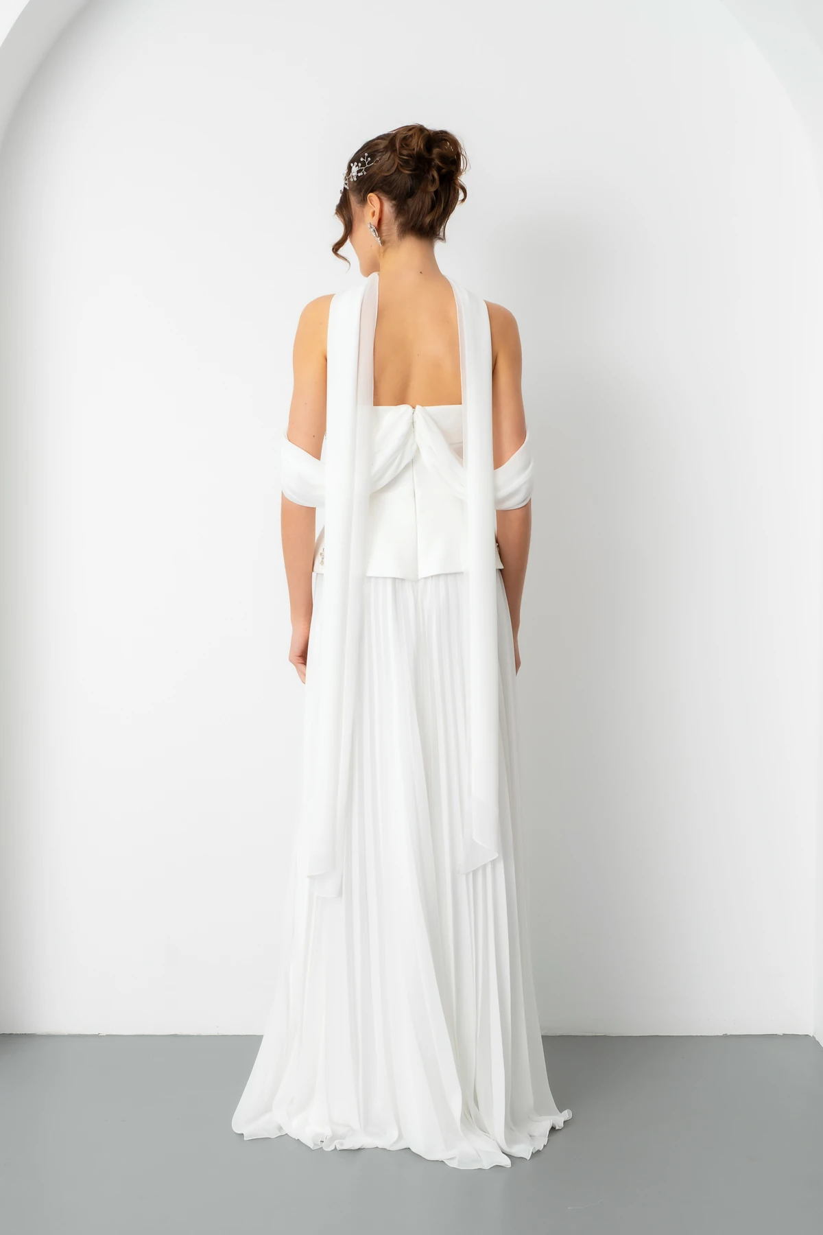 Kadın Straplez Yaka Taşlı Uzun Söz Nişan Nikah Abiye Elbise