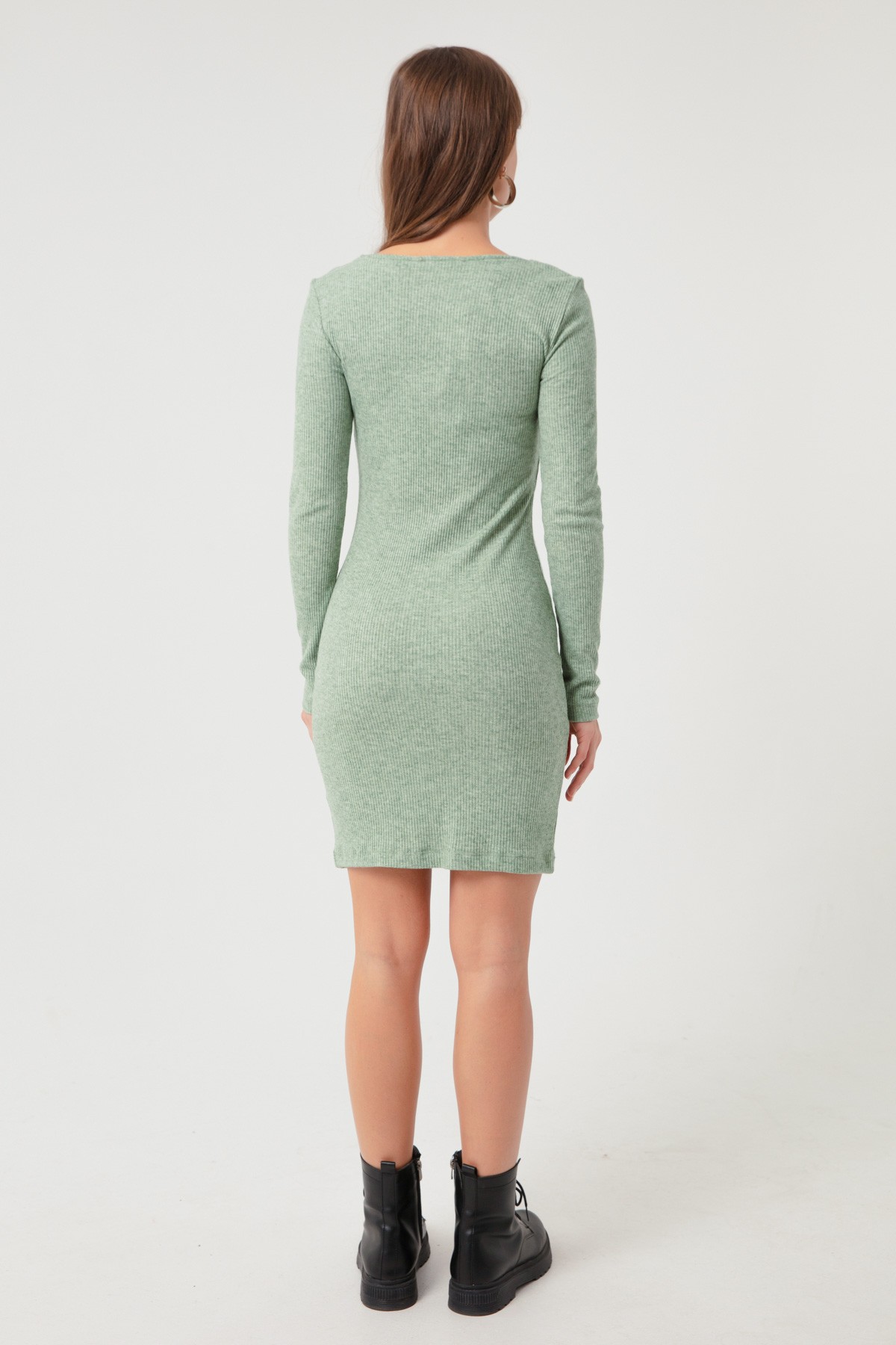 Kadın Mini Örme Elbise - Mint Yeşili