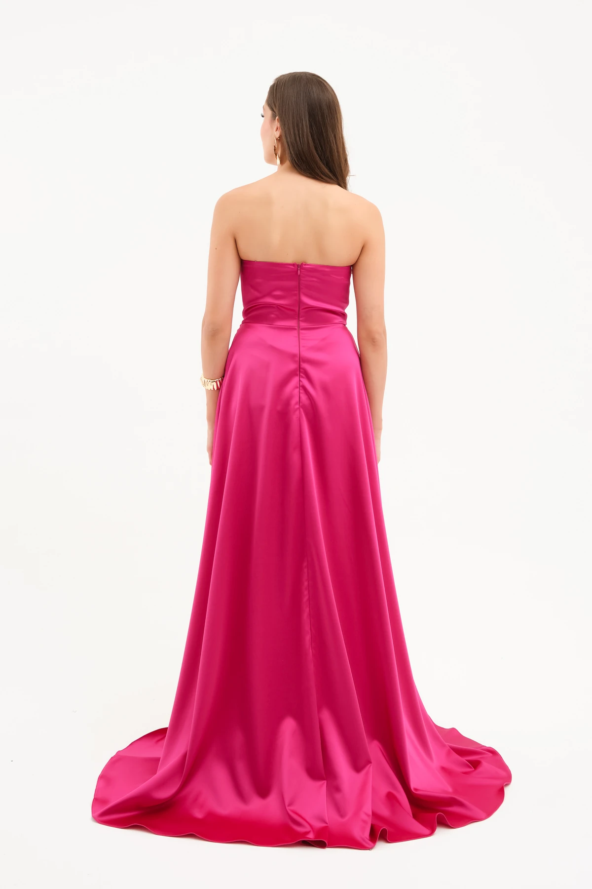 Kadın Straplez Balen Korse Detay Uzun Abiye Elbise