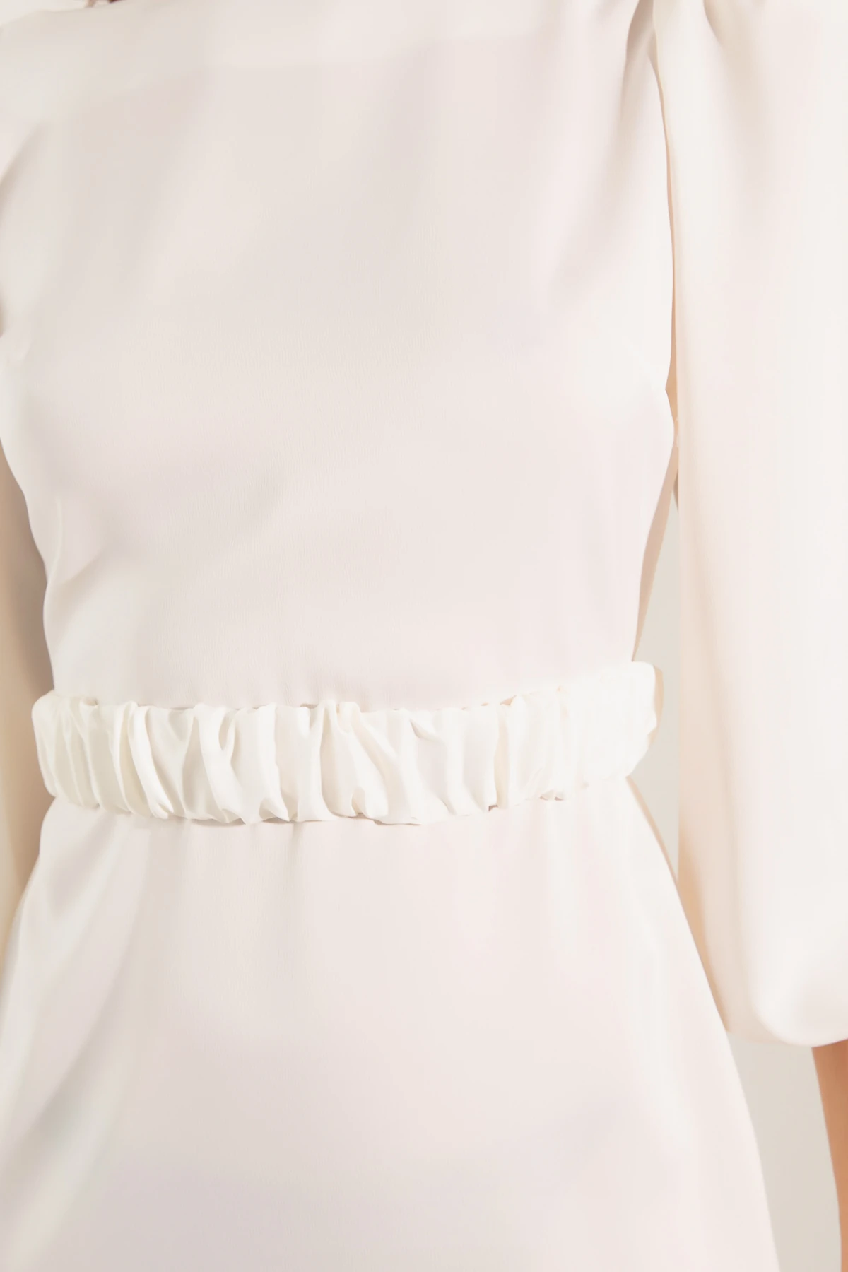 Kadın Balon Kol Mini Nişan Elbisesi - Ekru