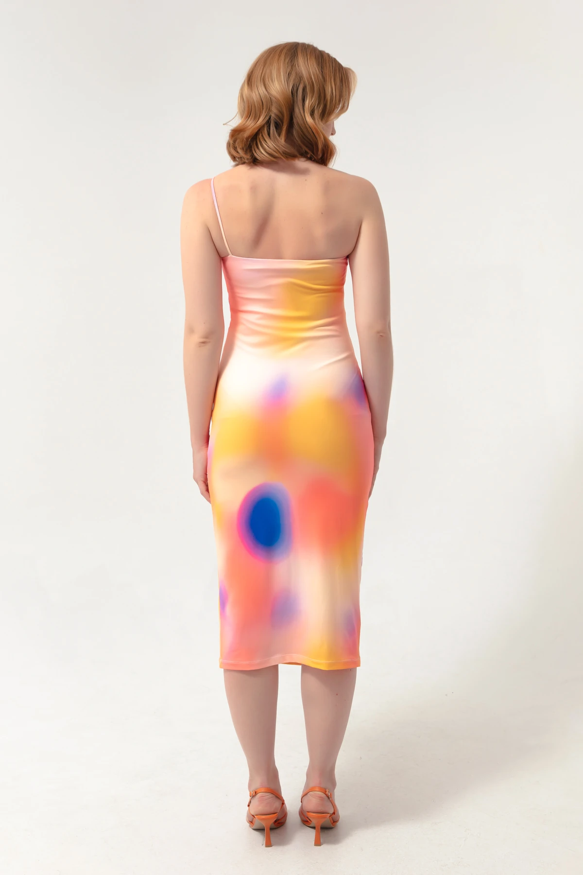 Kadın Batik Desen Tek Kollu Elbise