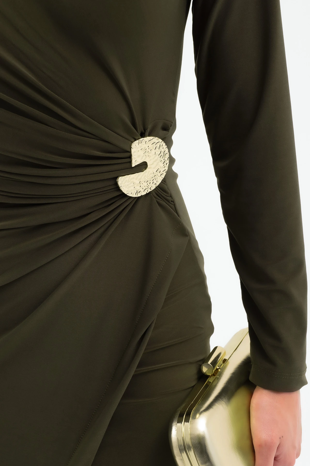 Kadın Aksesuar Detay Midi Elbise