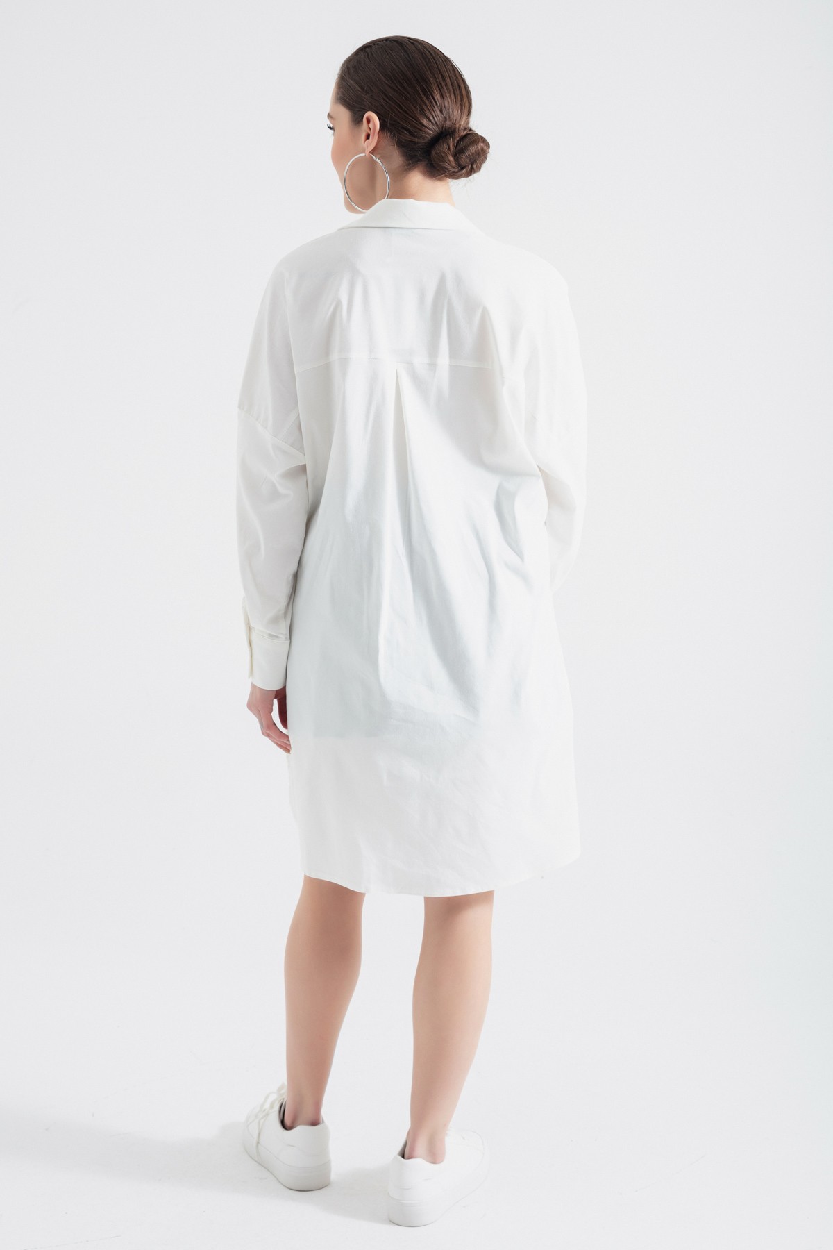 Kadın Oversize Tunik Gömlek - Beyaz