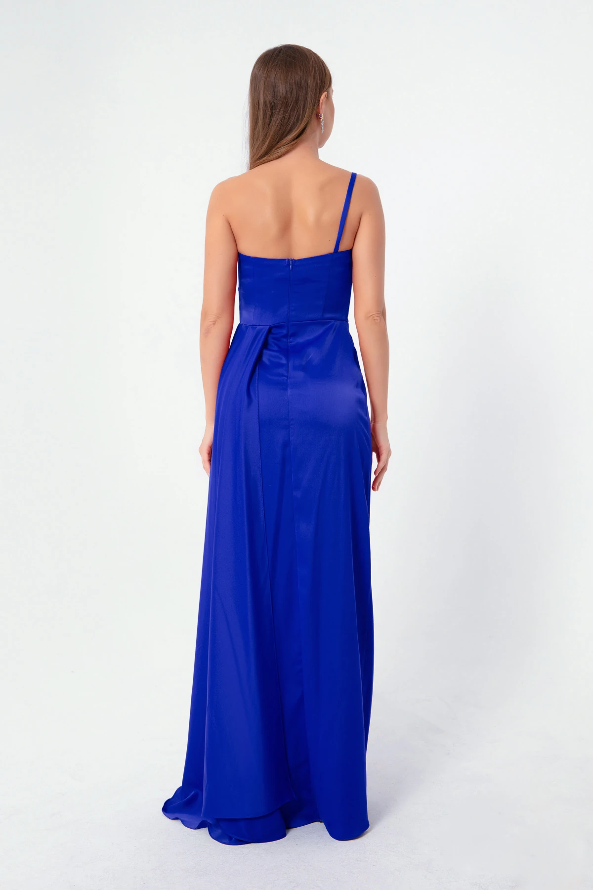 Kadın Tek Omuzlu Saten Abiye & Mezuniyet Elbisesi