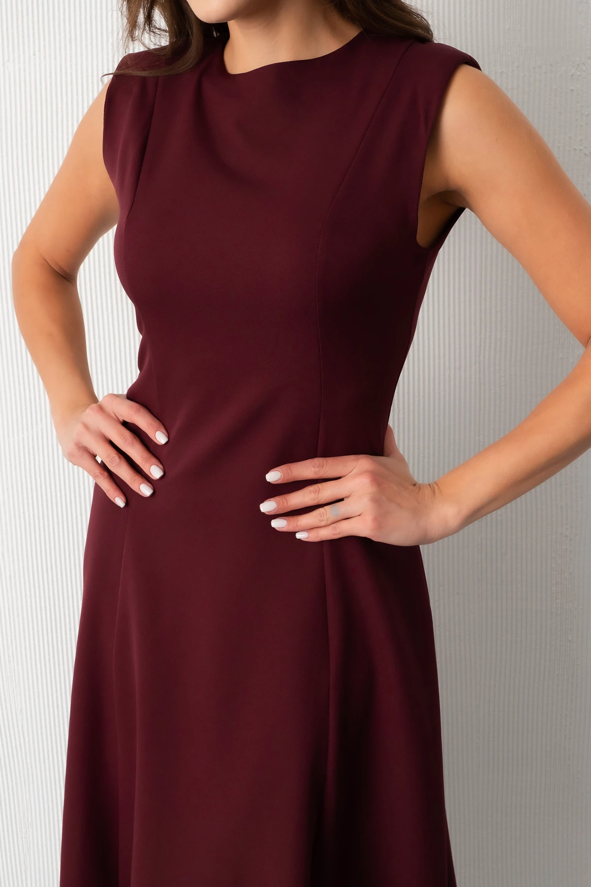 Kadın Vatkalı Midi Davet Elbisesi - Mürdüm