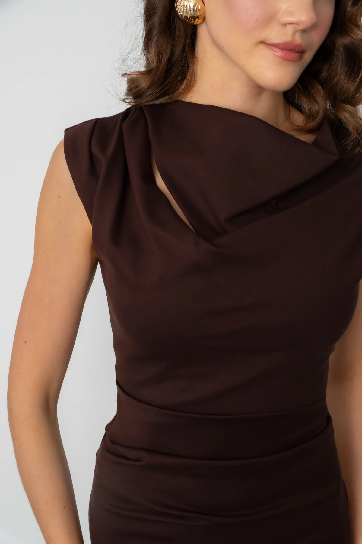 Kadın Yaka Detay Midi Davet Elbisesi