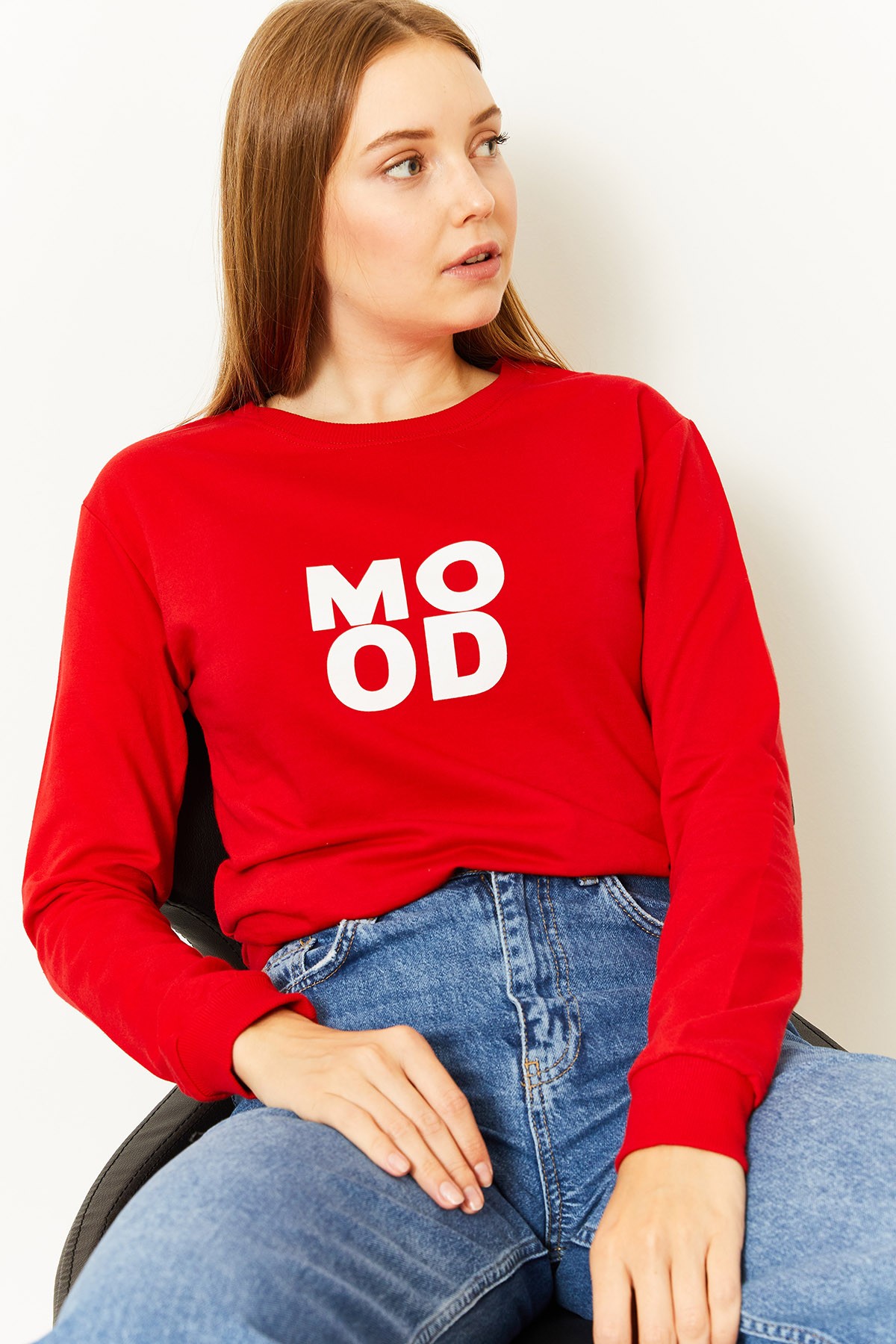 Kadın Mood Baskılı Sweatshirt