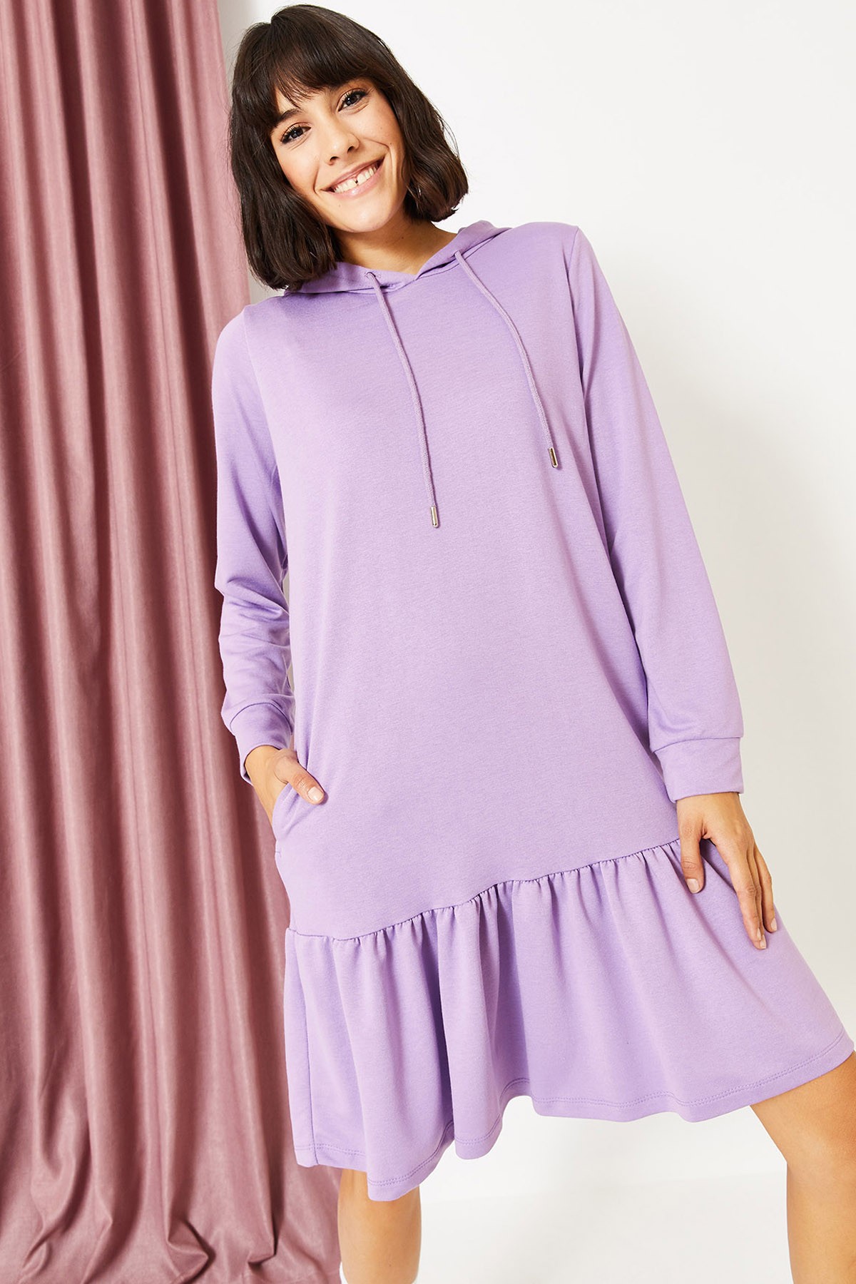 Kadın Kapüşonlu Sweat Elbise