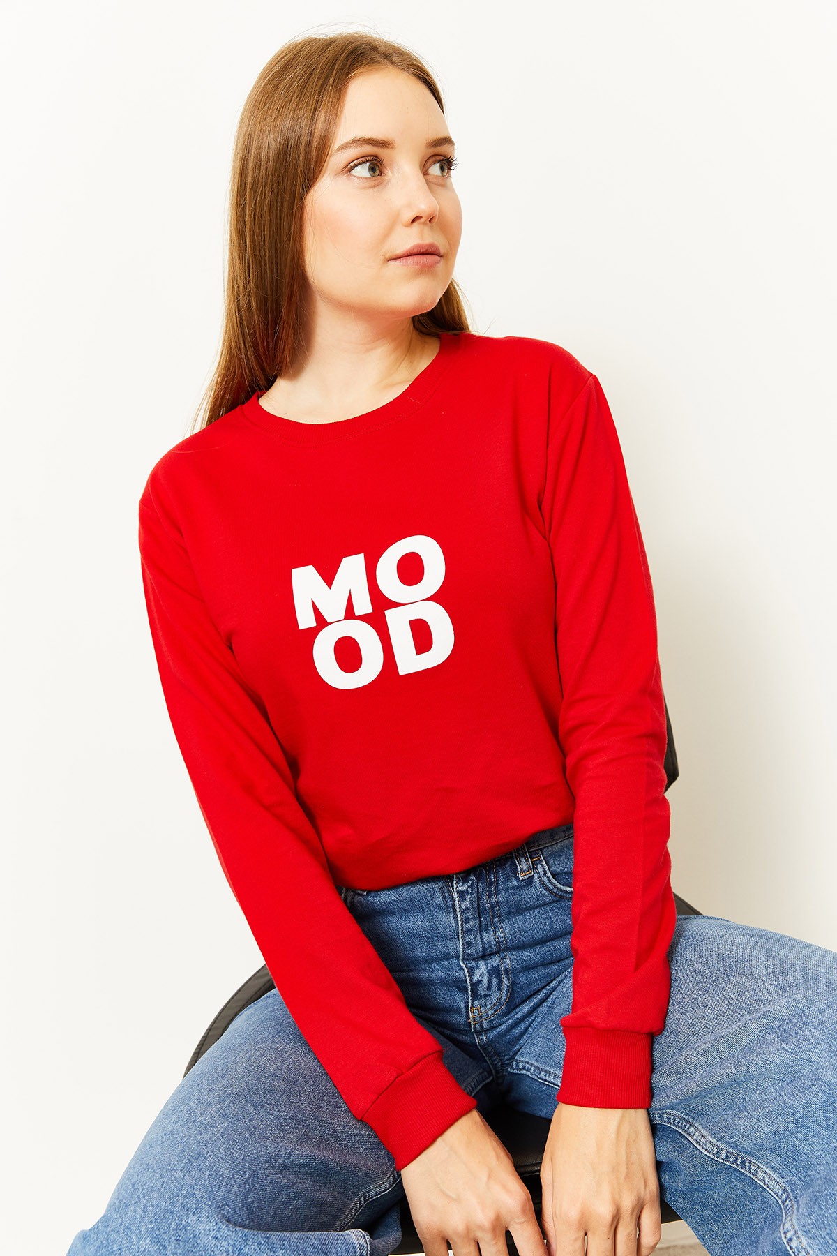 Kadın Mood Baskılı Sweatshirt