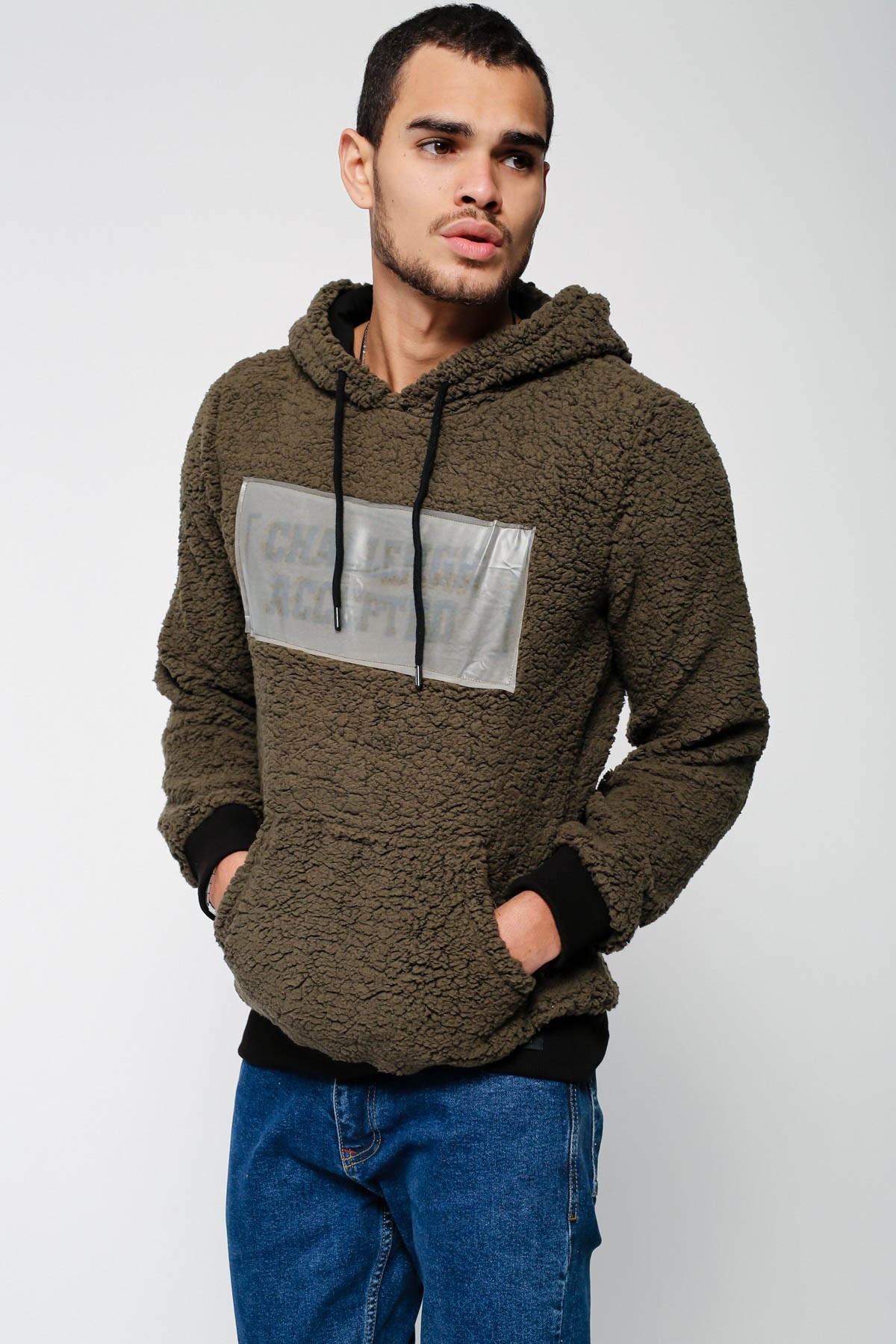 Erkek Baskılı Peluş Sweatshirt
