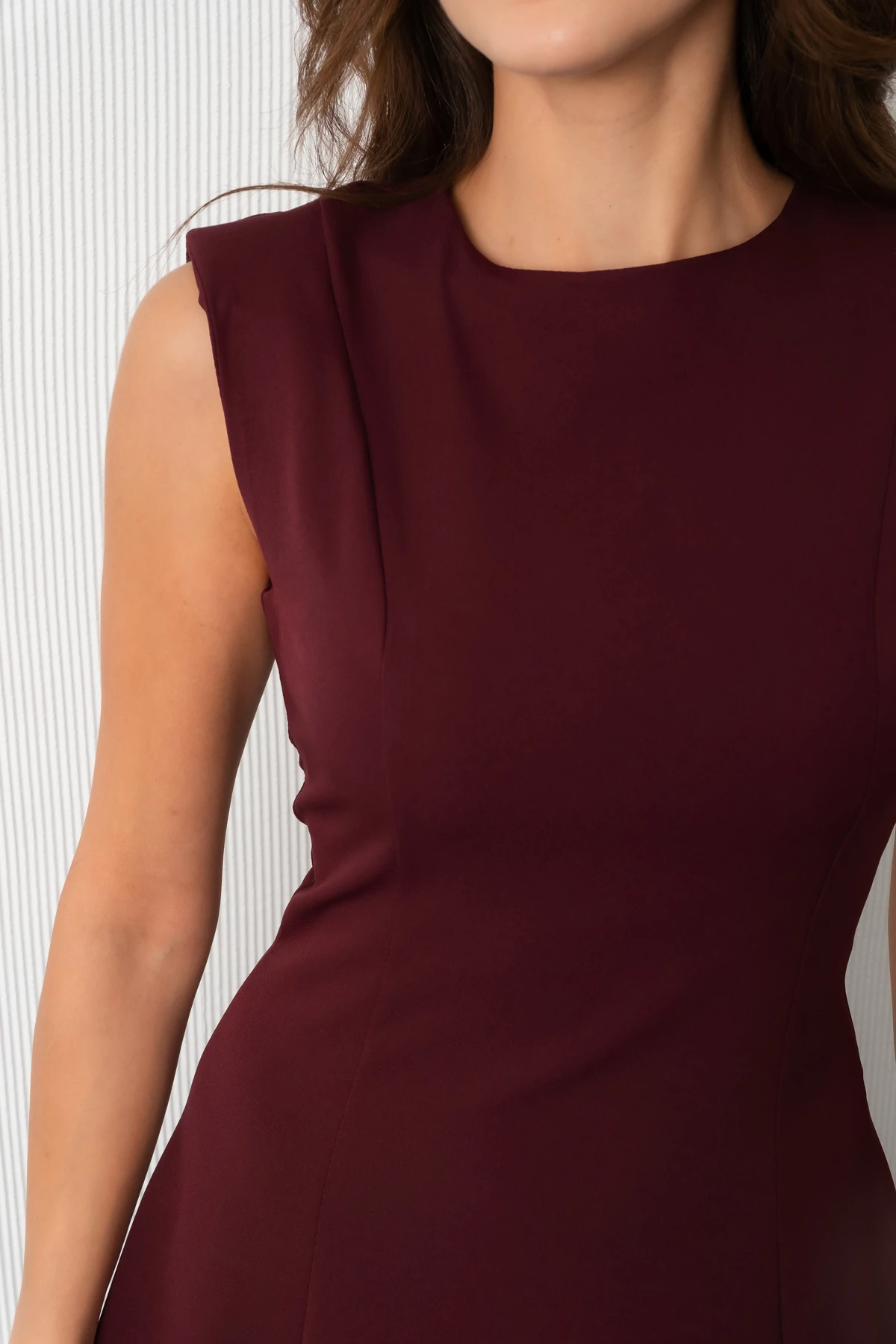 Kadın Vatkalı Midi Davet Elbisesi - Mürdüm