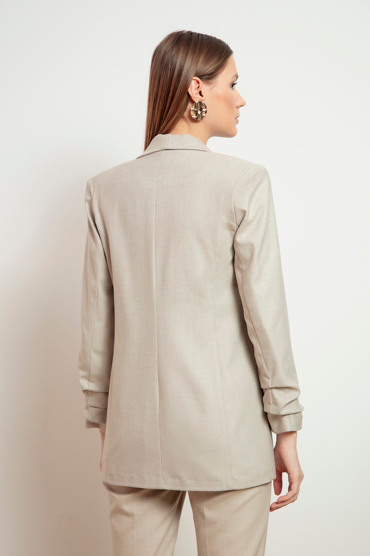 Kadın Kolları Büzgülü Blazer Ceket