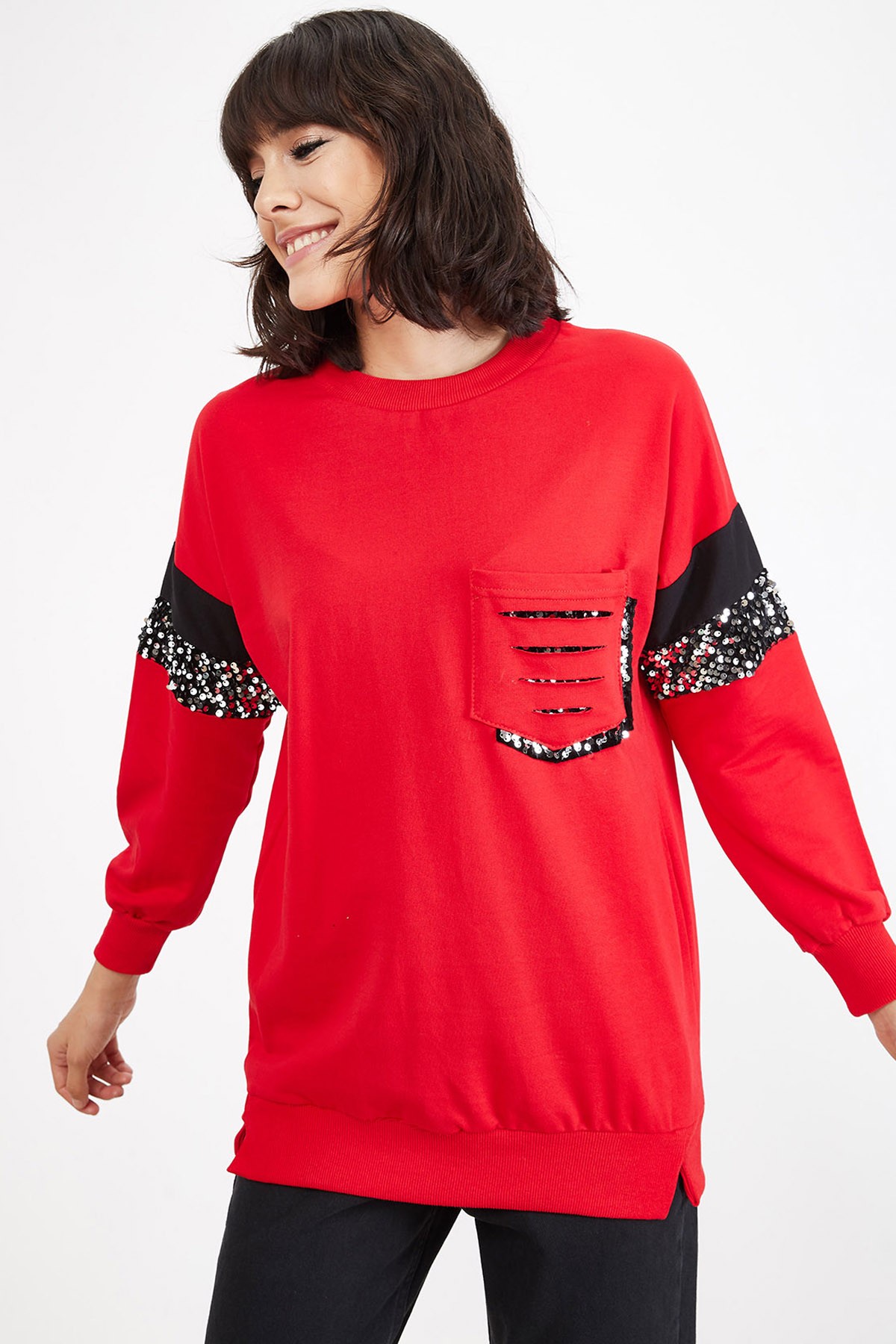 Kadın Payet Detaylı Sweatshirt