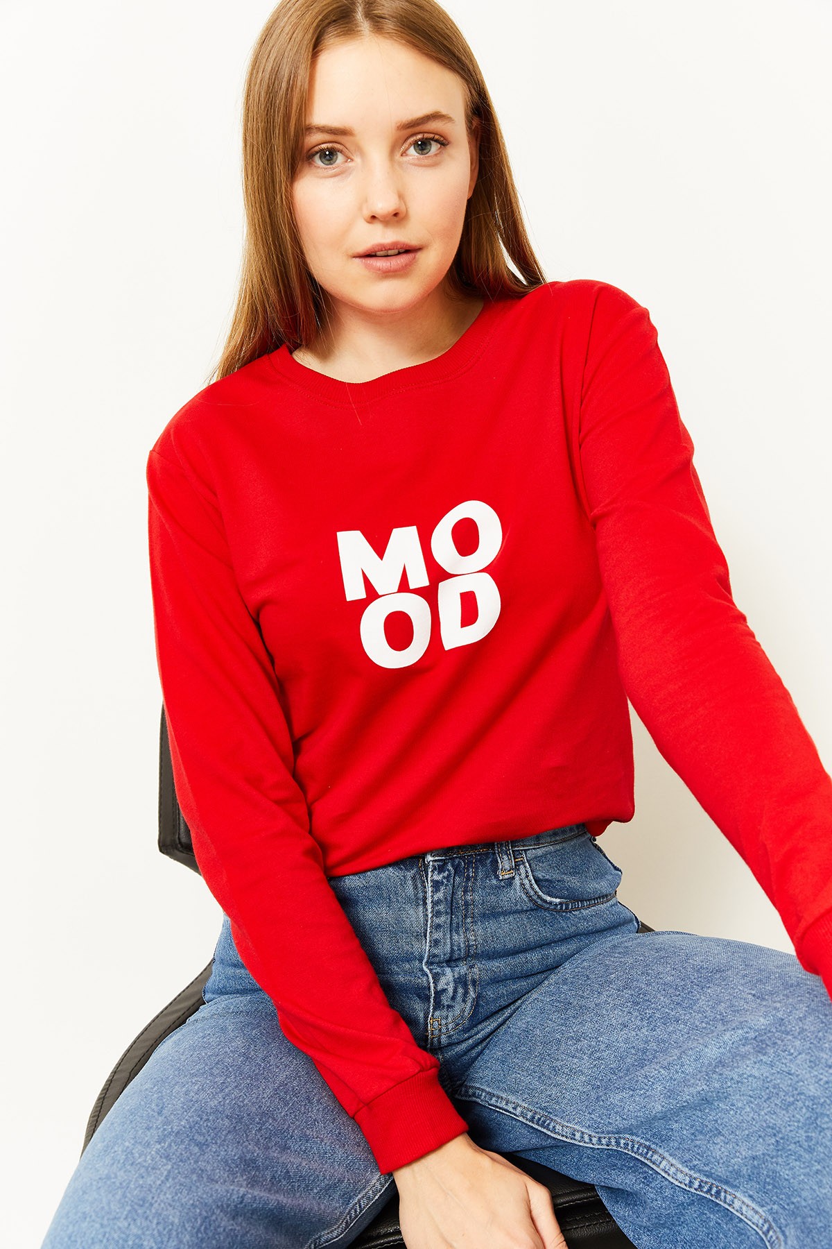 Kadın Mood Baskılı Sweatshirt