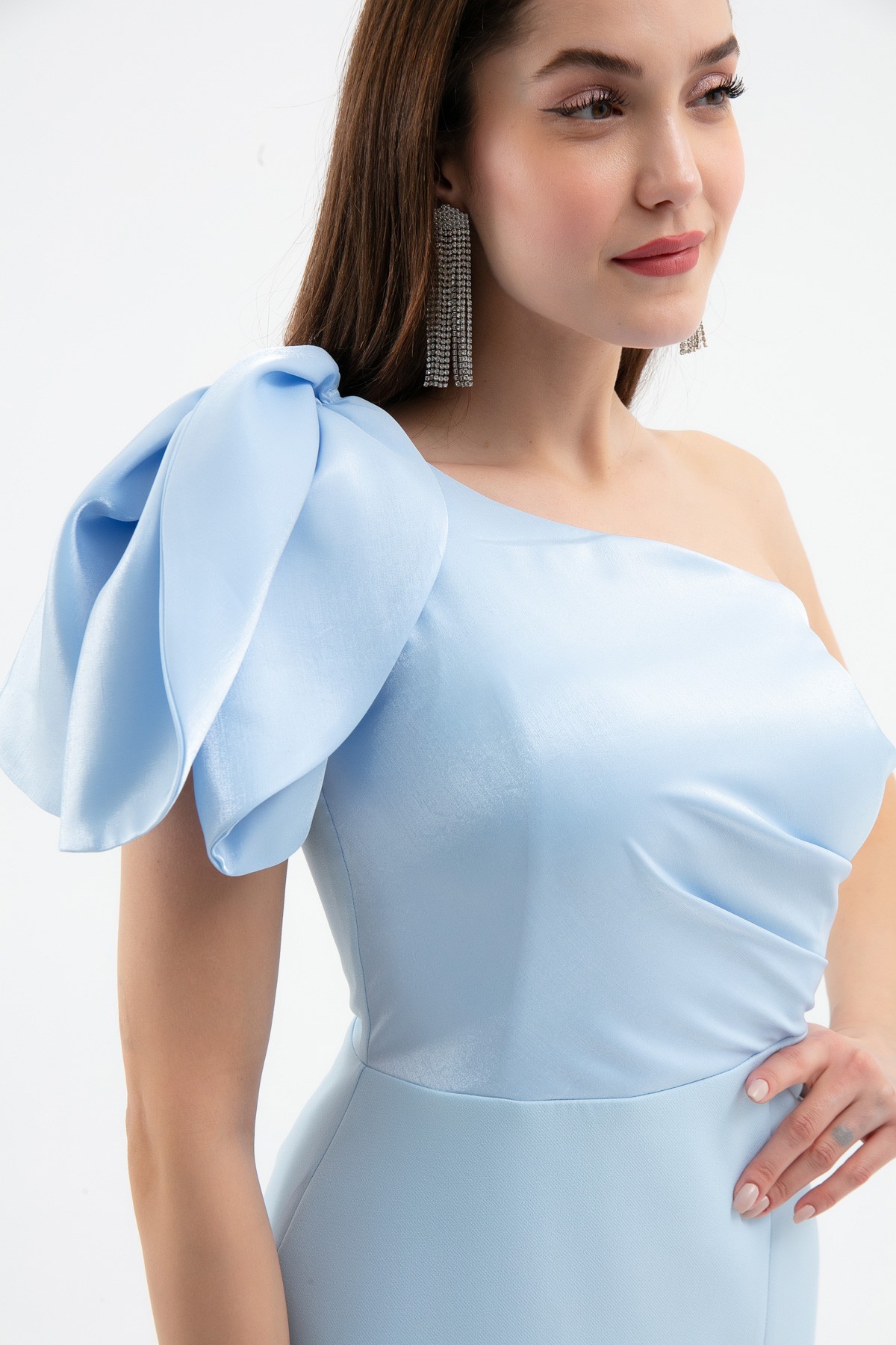 Kadın Organze Detay Midi Söz Nişan Nikah Abiye Elbise