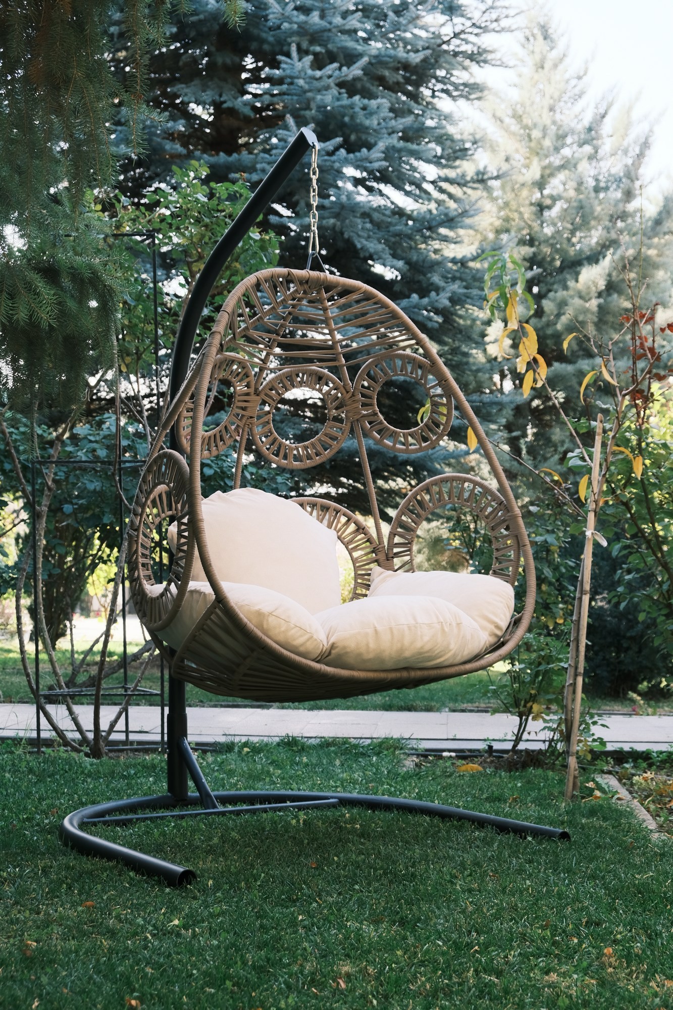 Chaise de balançoire unique de jardin Osna - Cream
