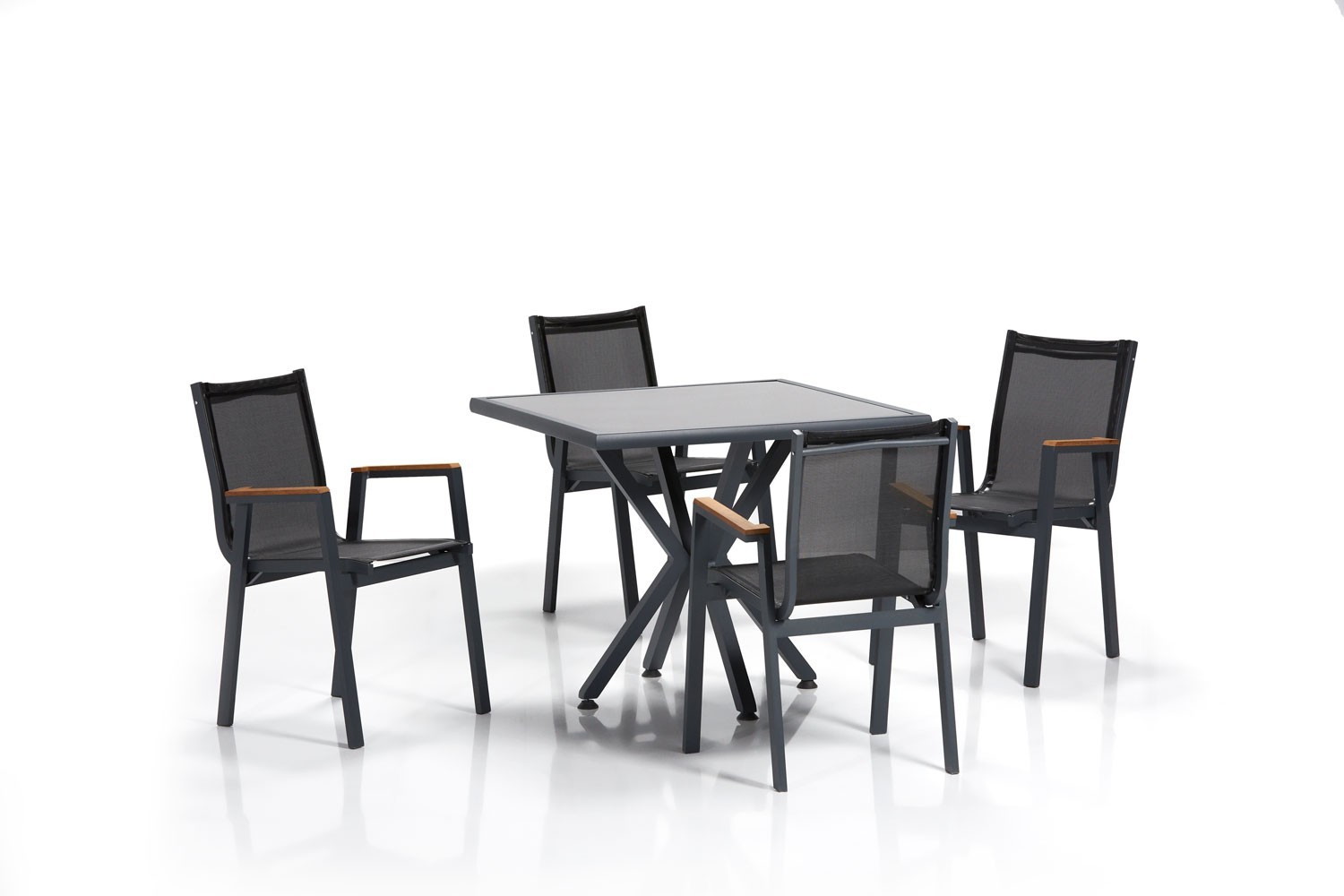Ensemble de table et de chaises de jardin (5 pièces) Samara 2 - Grey, Black