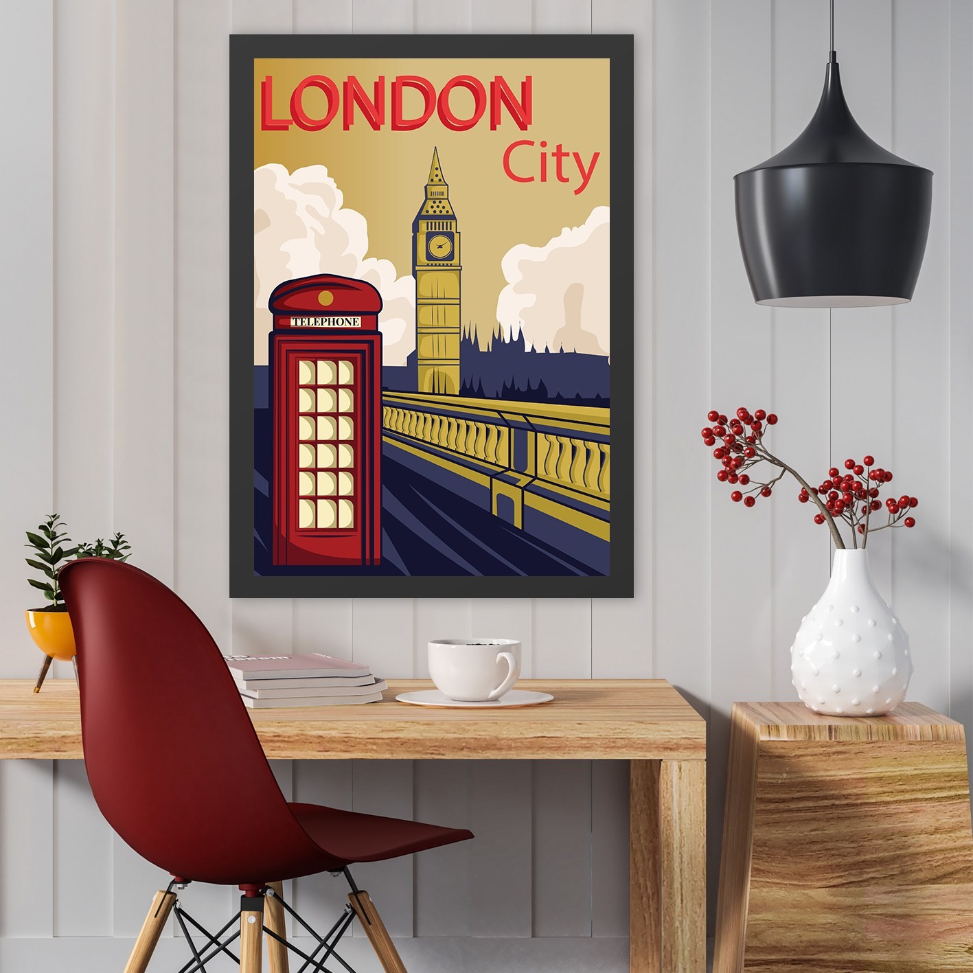 Peinture mdf encadrée décorative London City (40 x 55)