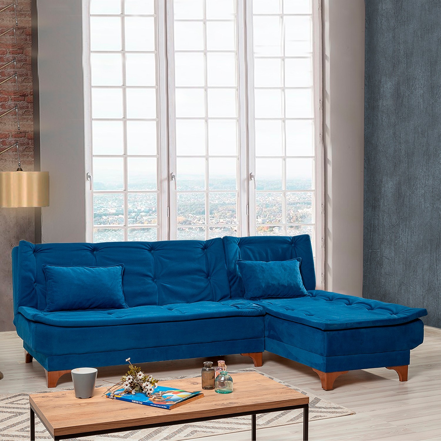 Canapé-lit d'angle Kelebek Corner Right - Dark Blue