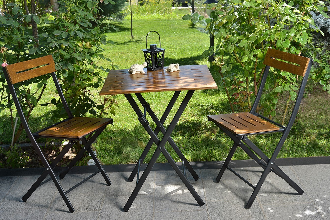 Ensemble de table et de chaises de jardin (3 pièces) Bistro Set 4