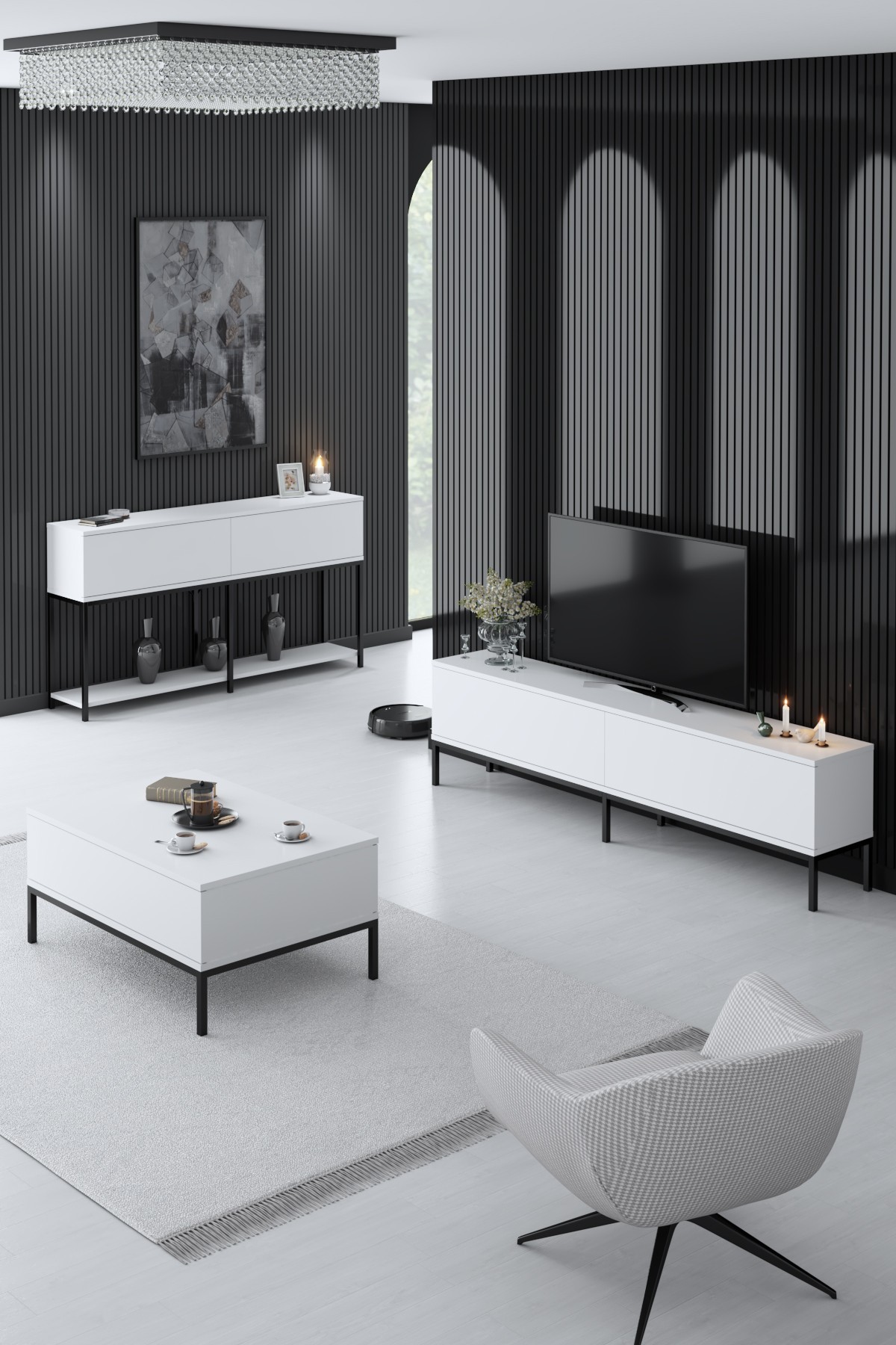 Ensemble de meubles de salon Lord - Black, White