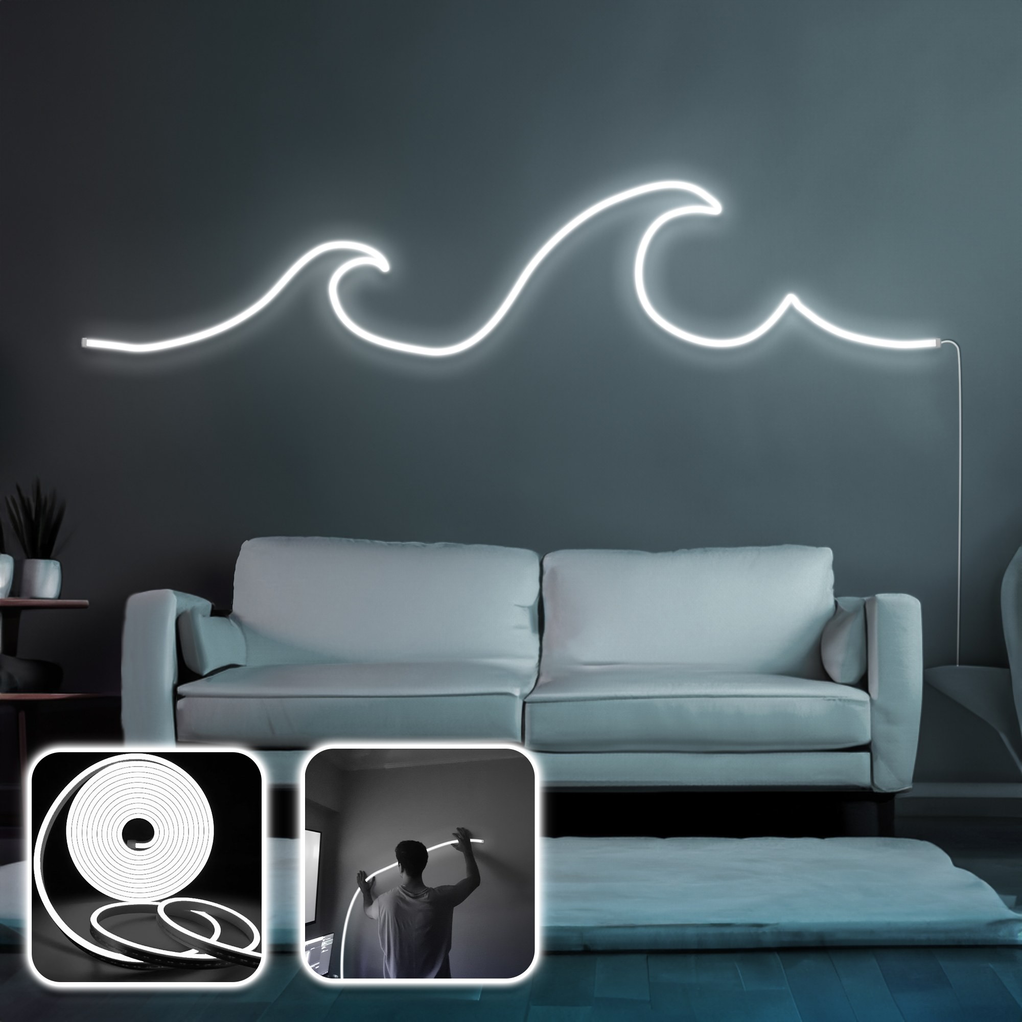 Éclairage LED mural décoratif Wave - Large - White