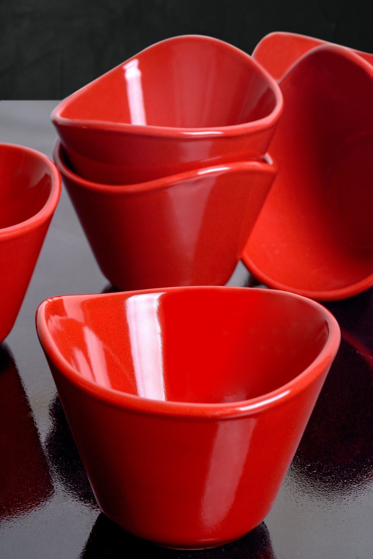 Ceramic Bowl Set (6 Pieces) Tigela Red Snack Bowl 11 Cm 6 Pieces