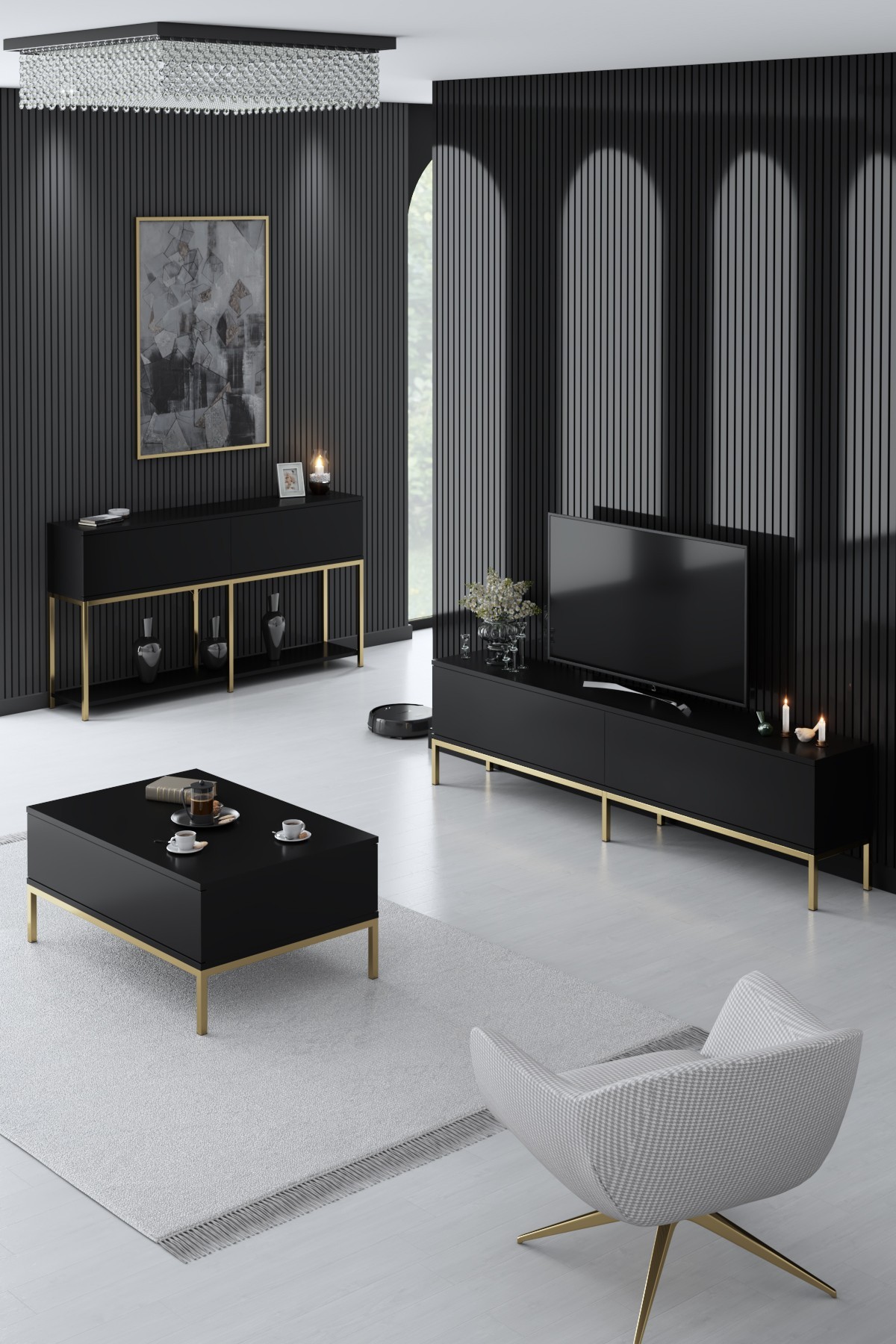 Ensemble de meubles de salon Lord - Black, Gold