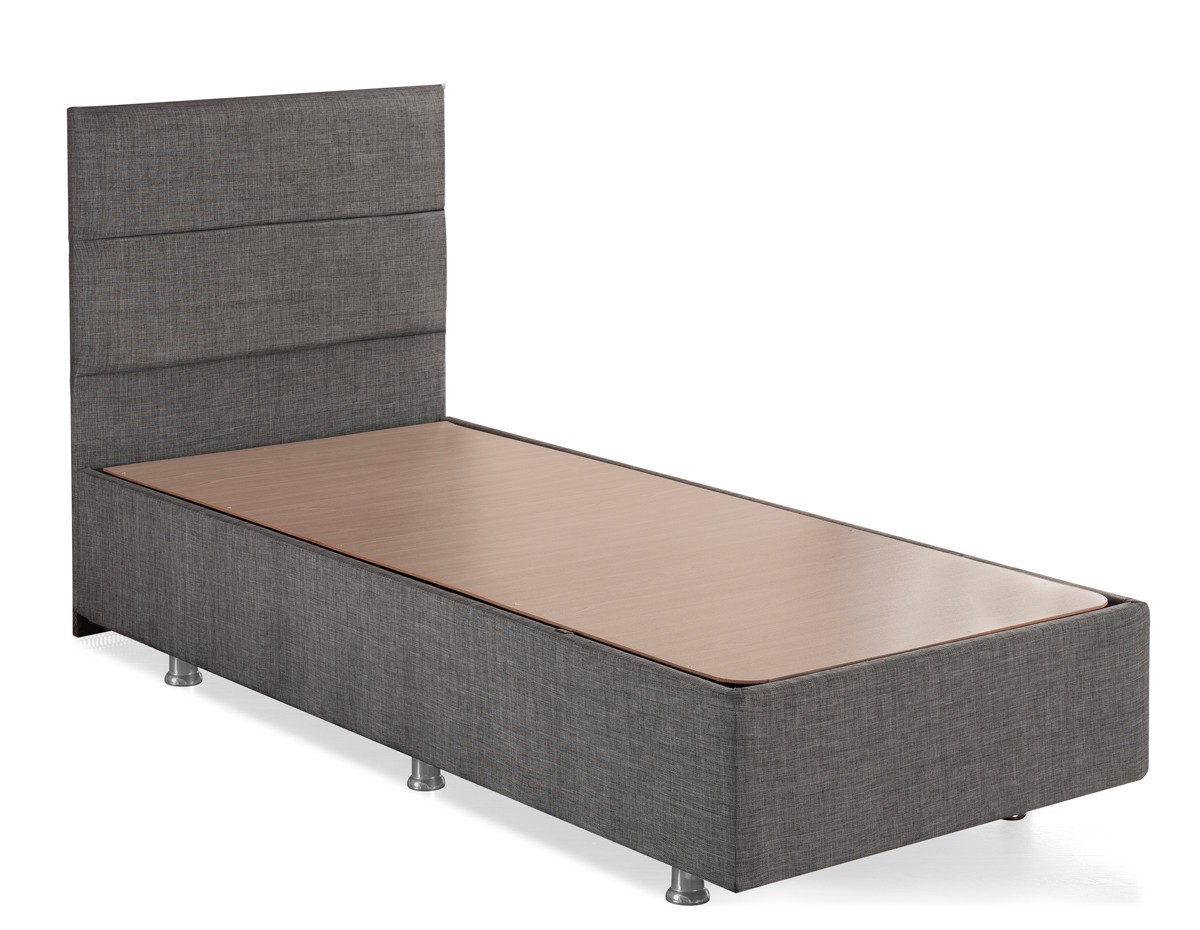 Base de lit unique et tête de lit Silver - Grey (90 x 200)