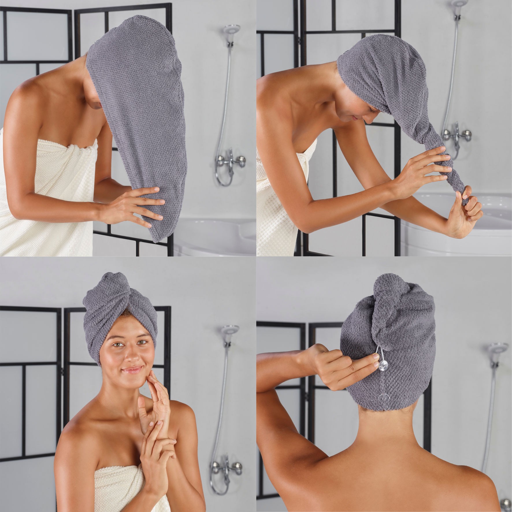 Ensemble de serviettes à cheveux (2 pièces) Bone - Grey