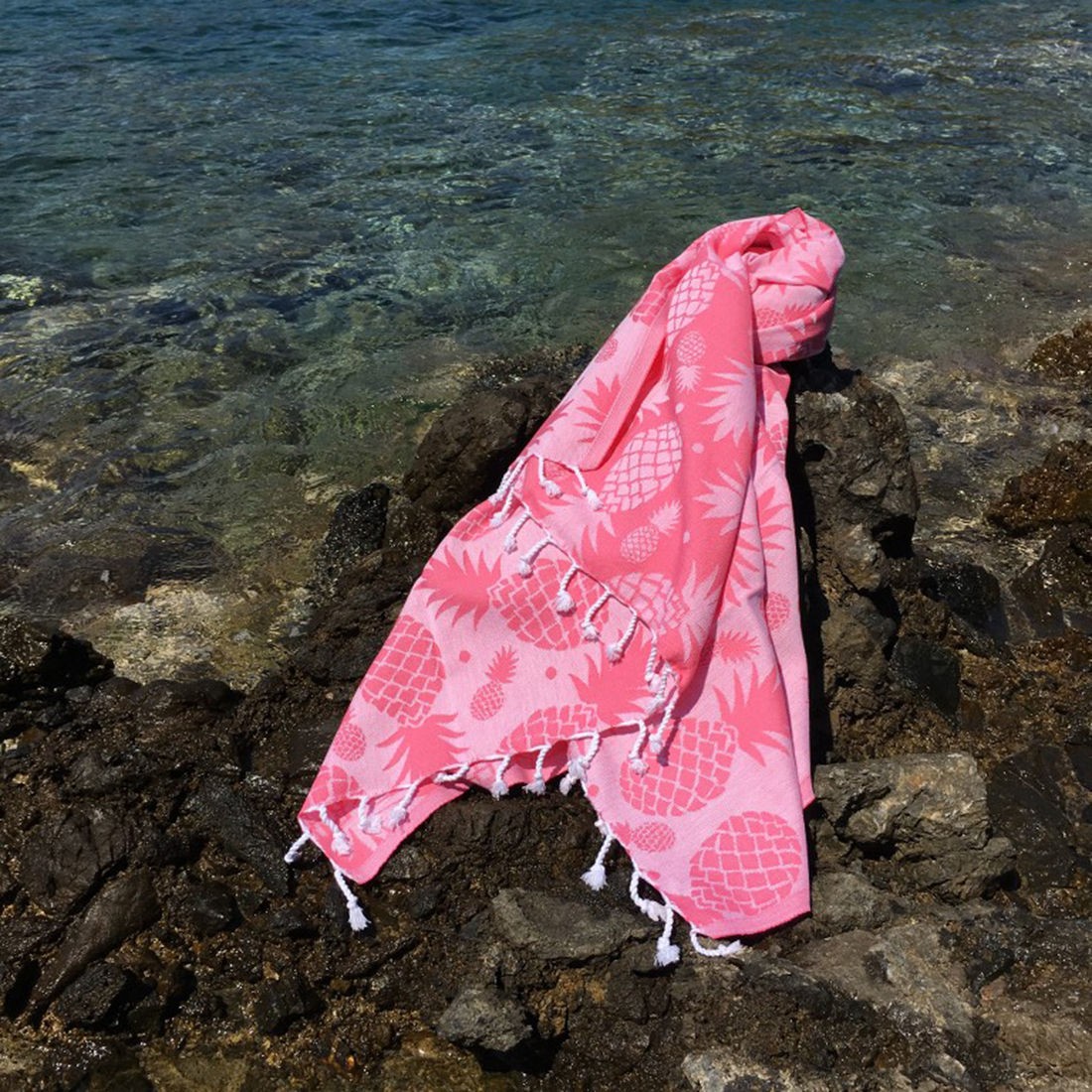 Fouta (serviette de plage) Ananas - Pink