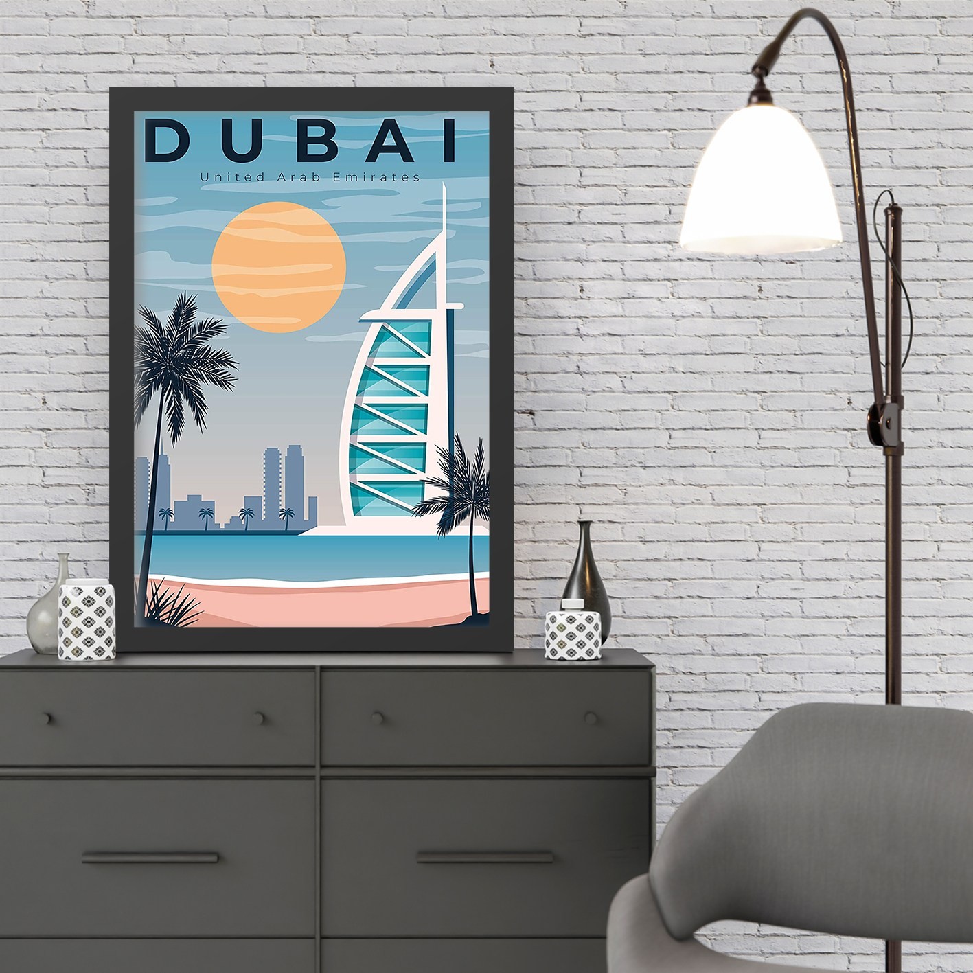 Peinture mdf encadrée décorative Dubai (40 x 55)