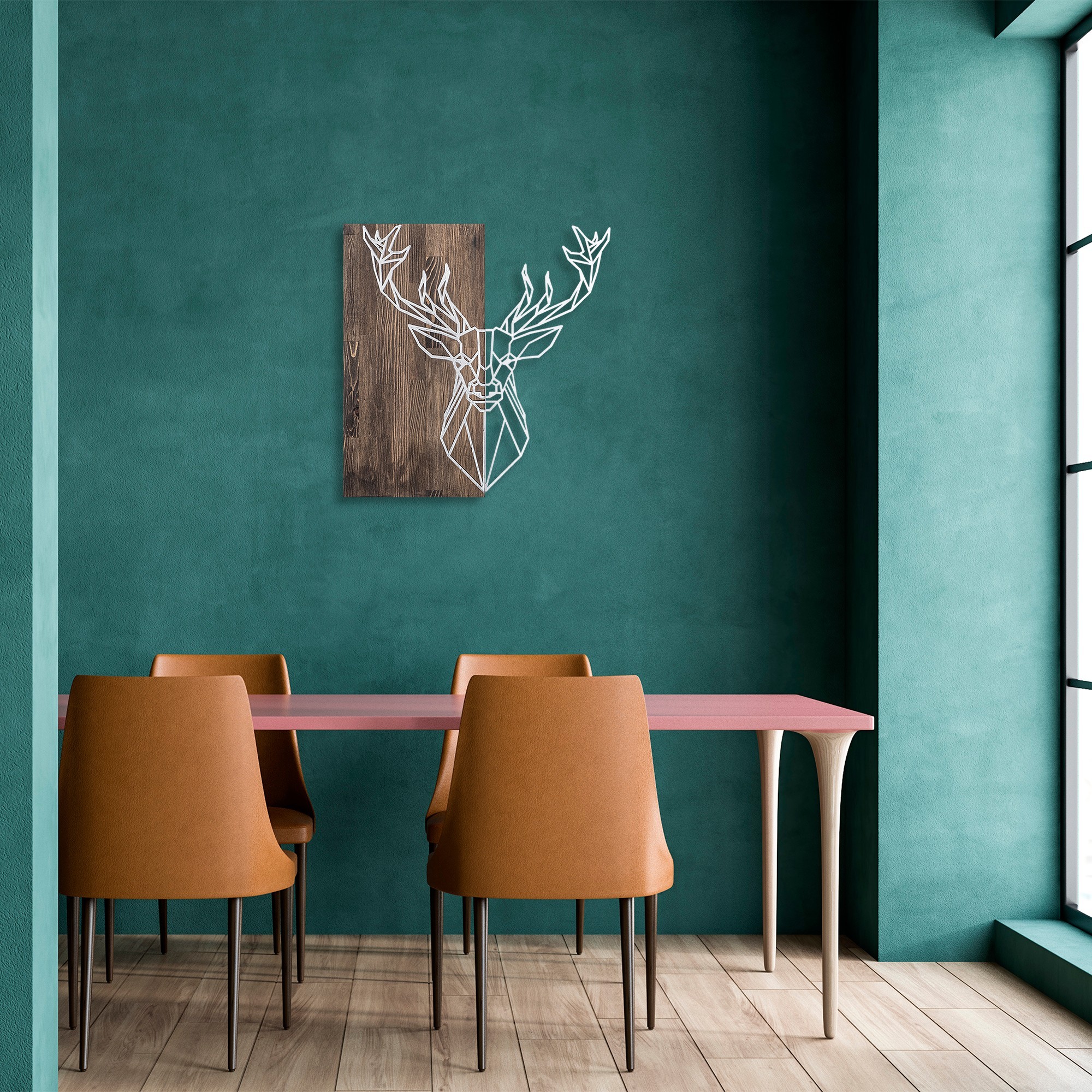 Accessoire mural en bois décoratif Deer1 - Silver