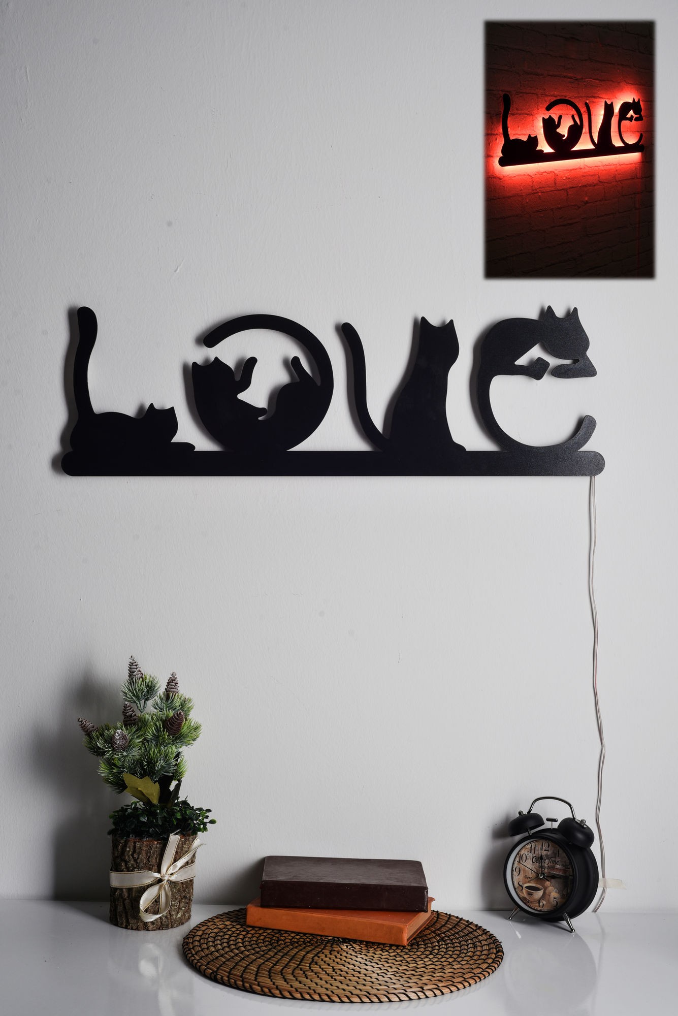 Éclairage LED décoratif Cat Love - Red
