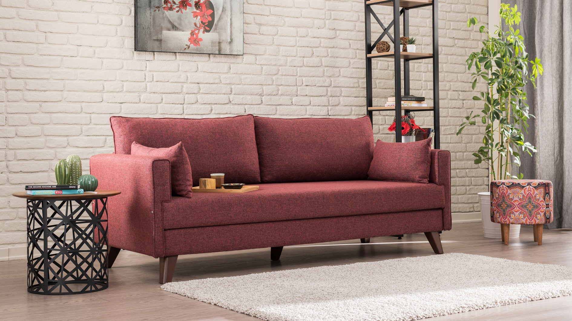 Canapé de 3 places Bella Sofa Bed - Claret Red