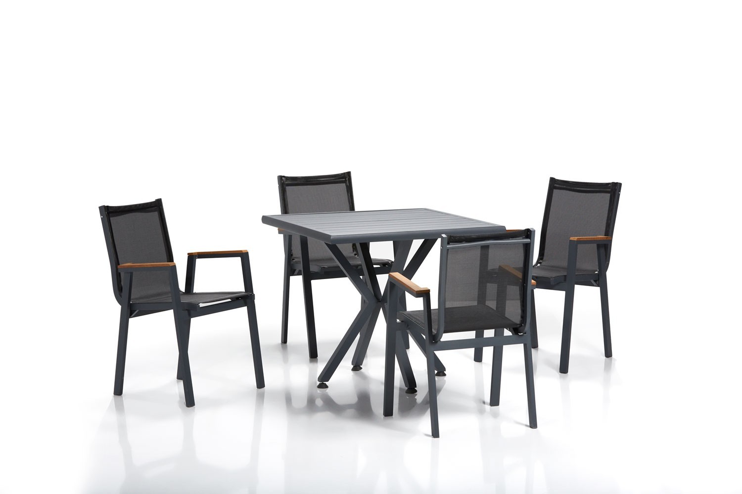 Ensemble de table et de chaises de jardin (5 pièces) Samara 1 Grey, Black