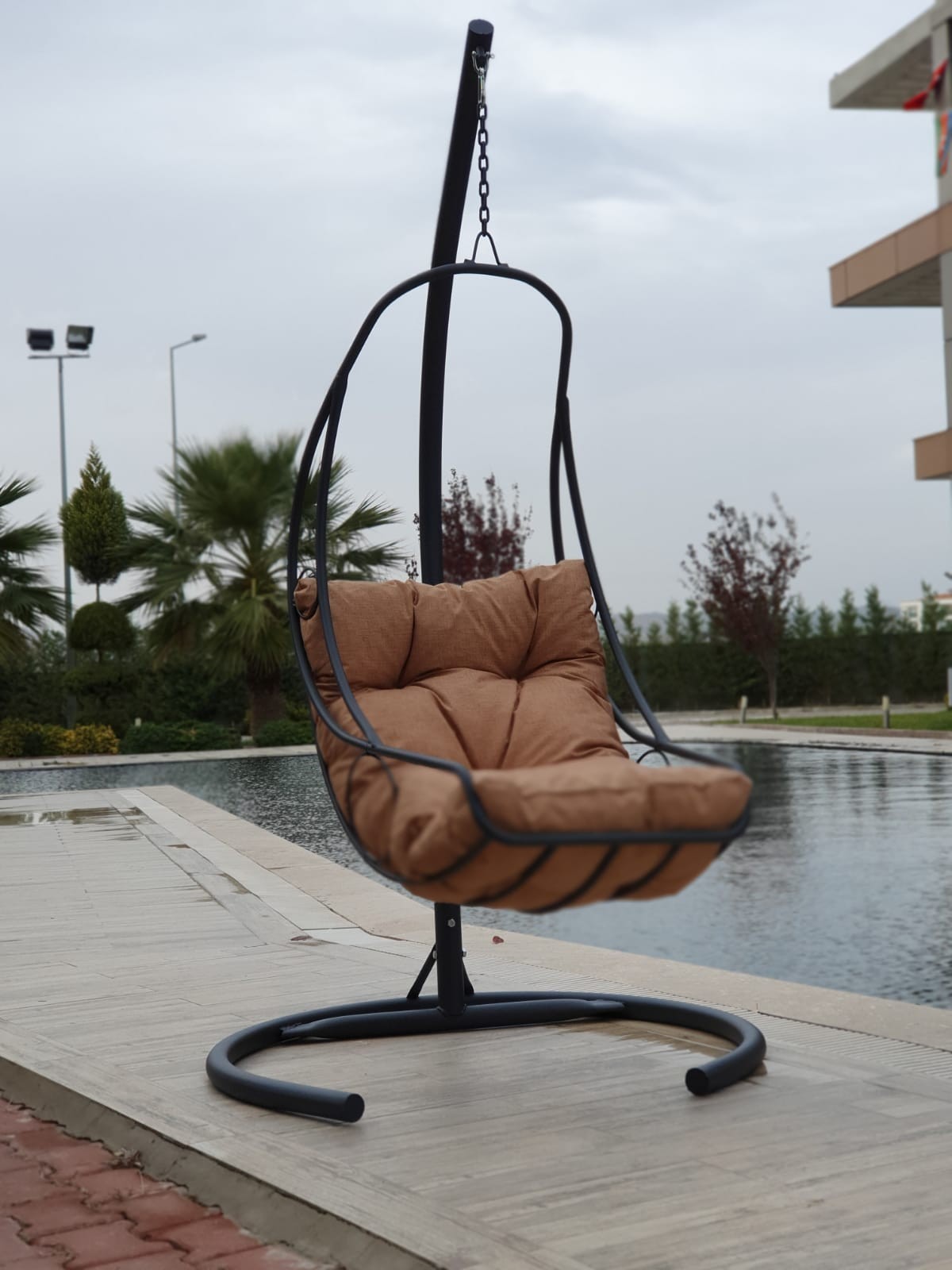Chaise de balançoire unique de jardin Çalı - Anthracite, Brown