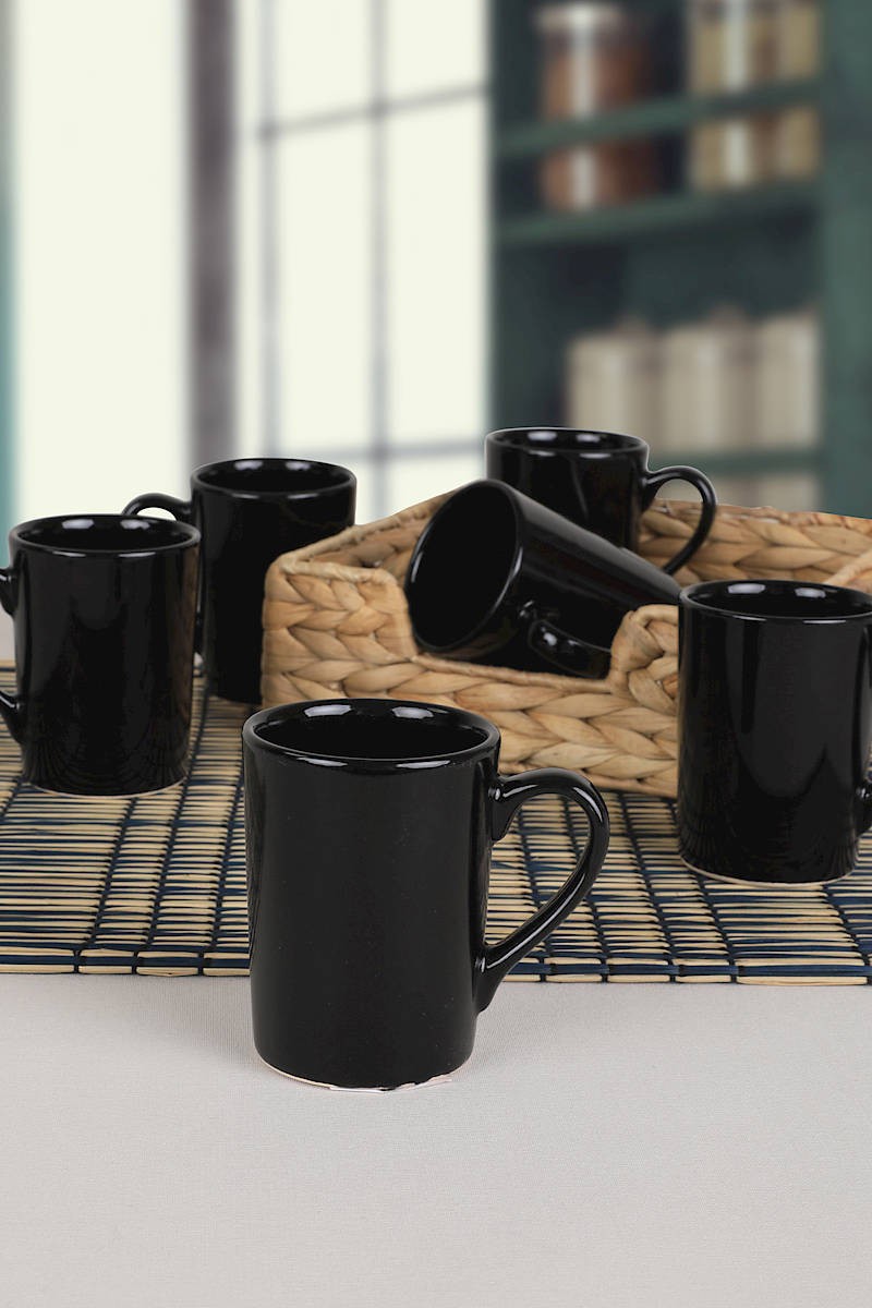 Mug Set (6 Pieces) Black Zen Mug 8 Cm 6 Pieces