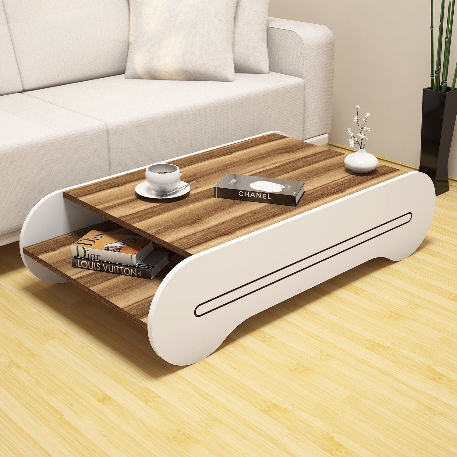 Table basse Cool - Walnut, White