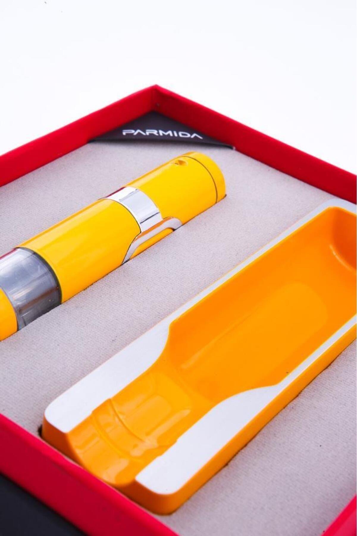 Parmida Tek Torch Çakmak Tekli Küllük İkili Sarı Puro Seti PST0109