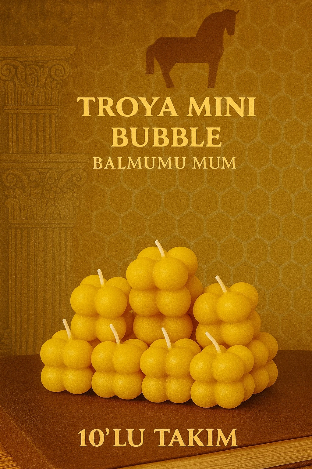 TROYA MİNİ BUBBLE BALMUMU MUM – 10’LU TAKIM