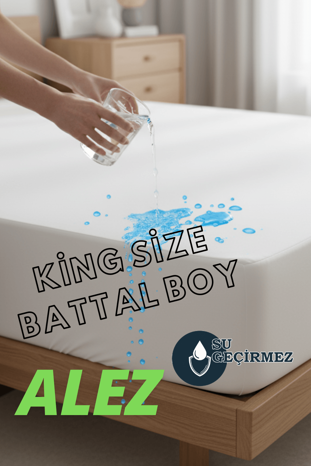 Sıvı Geçirmez Fitted Alez - Beyaz - Battal Boy