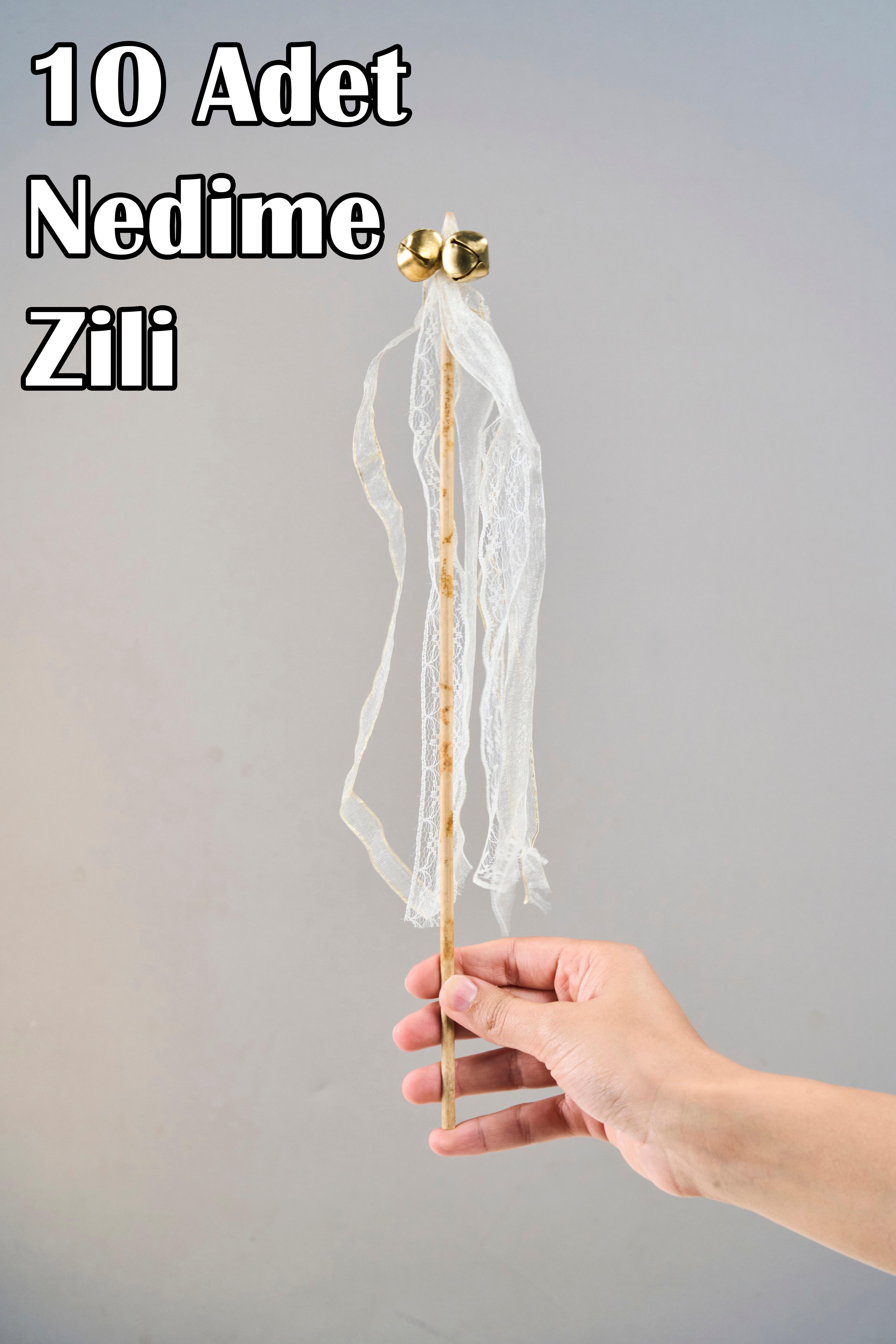 10 Adet Çubuklu Nedime Zili - BEYAZ